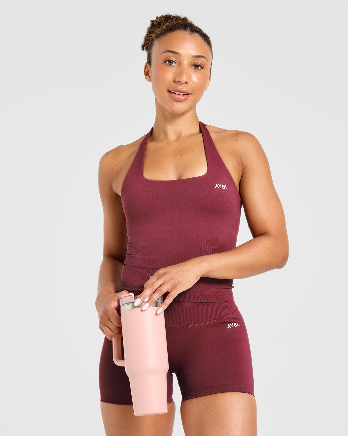 Enhance Seamless Halterneck Top - Mahogany Red