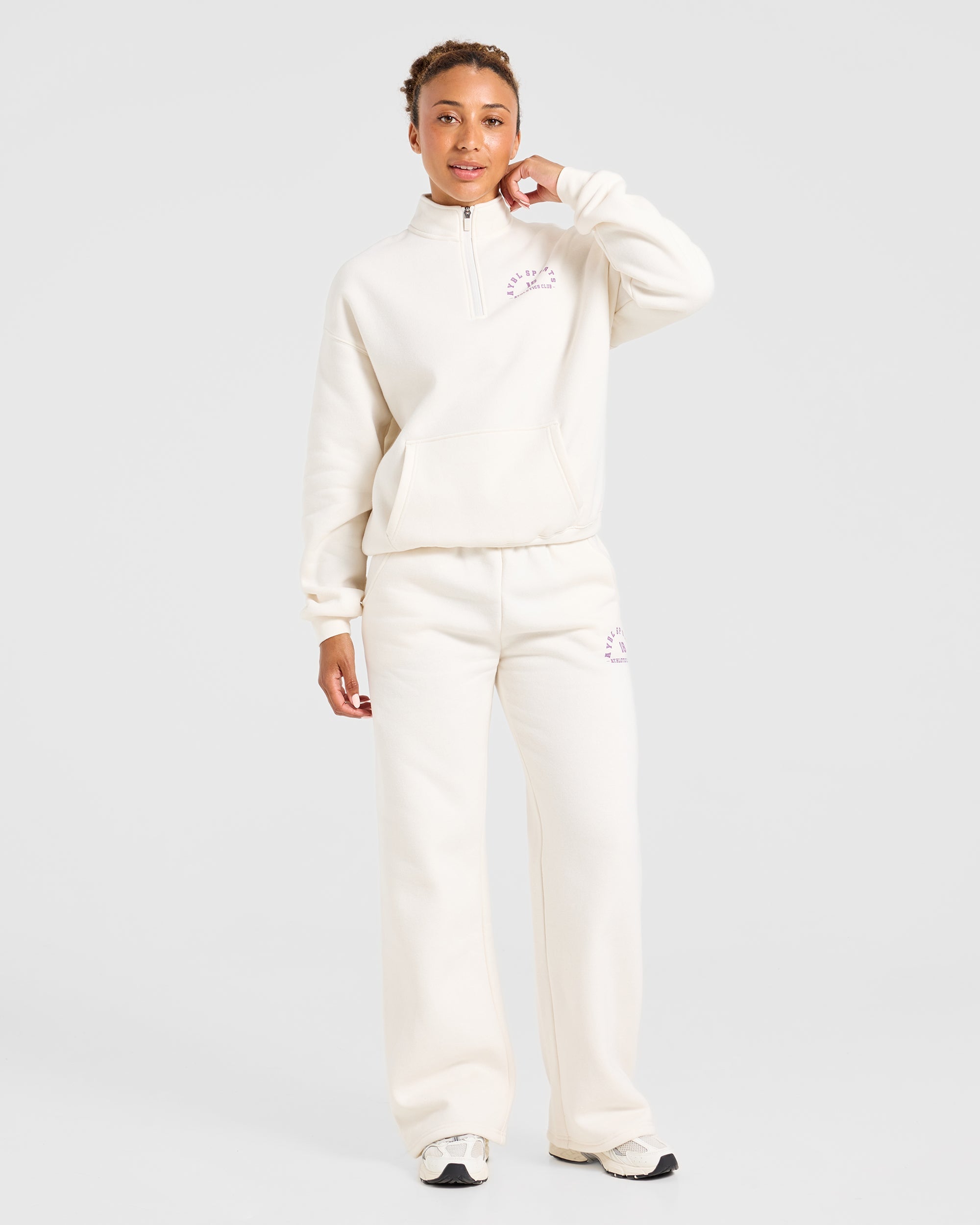 AYBL Sports 18 Oversized 1/4 Zip Pullover - Off Blanc