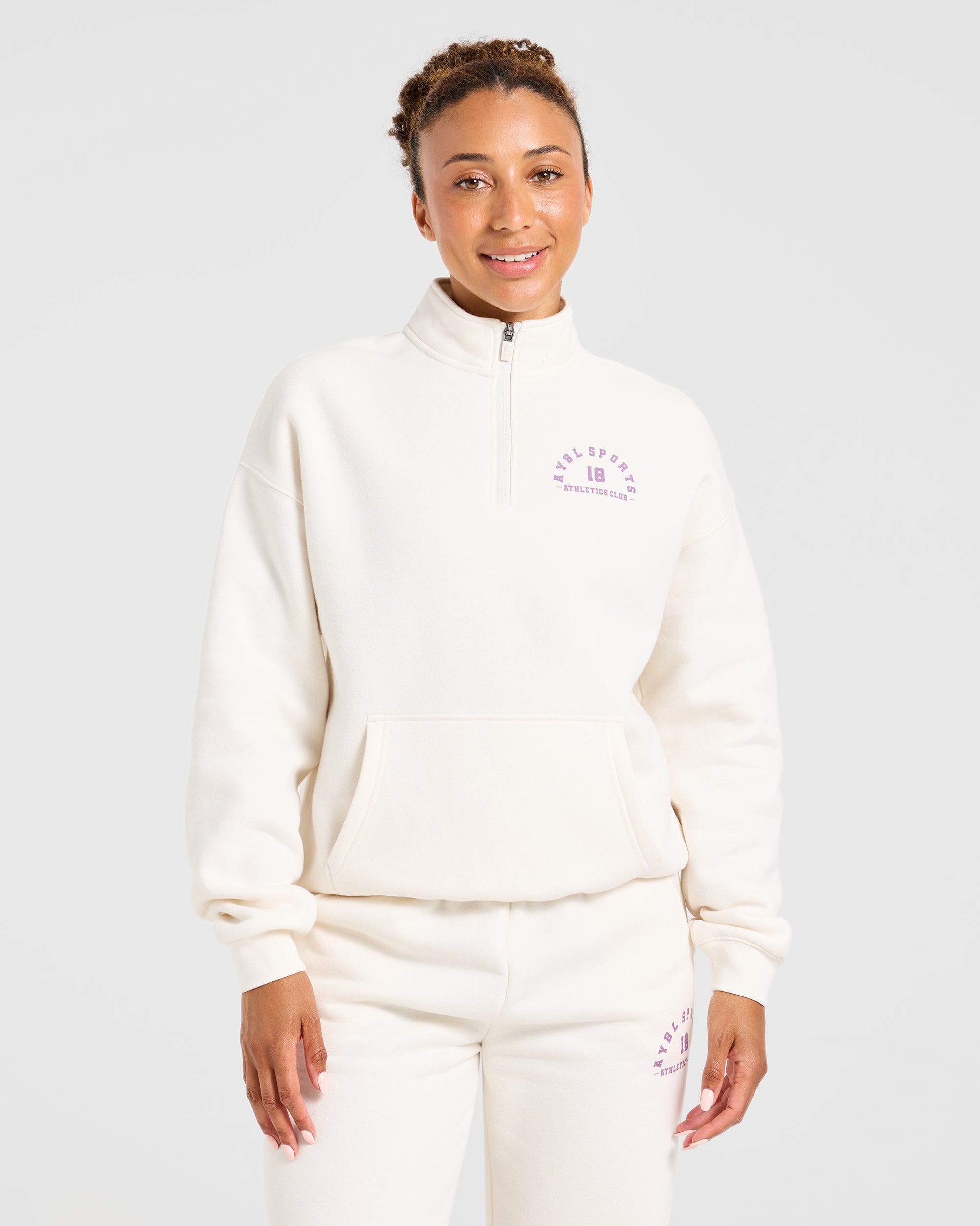 AYBL Sports 18 Oversized 1/4 Zip Pullover - Off Blanc