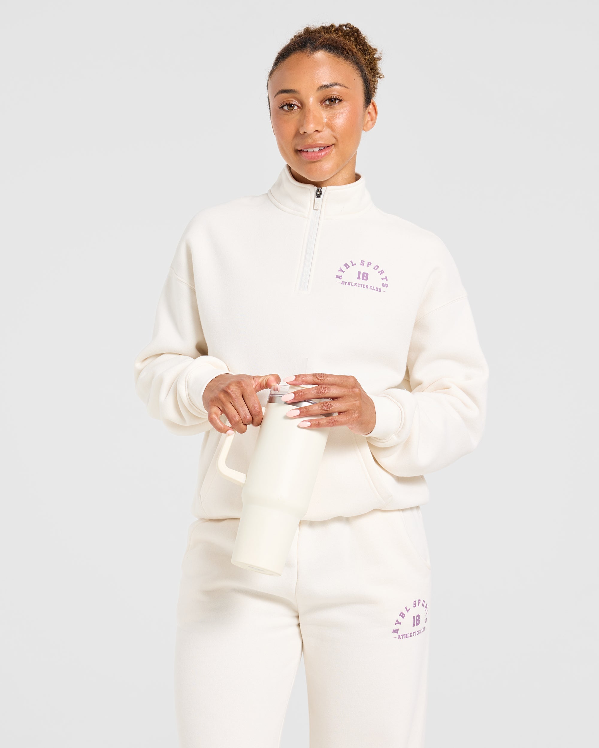 AYBL Sports 18 Oversized 1/4 Zip Pullover - Off Blanc