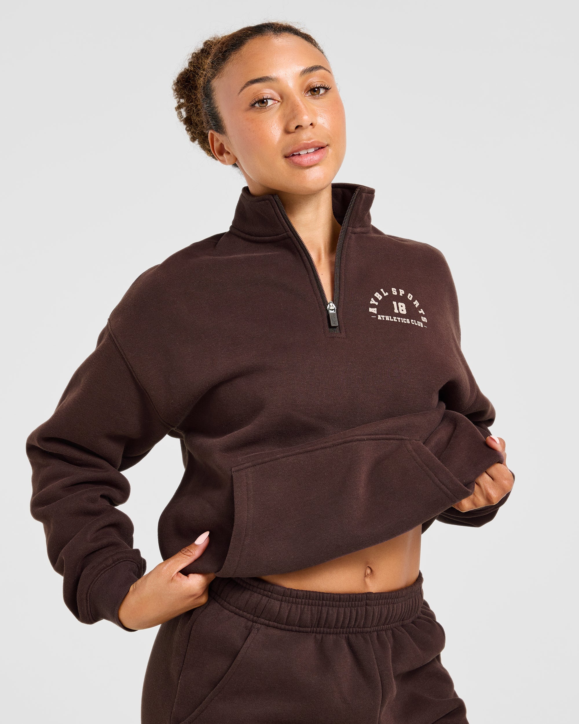 AYBL Sports 18 Oversized 1/4 Zip Pullover - Cocoa Marron