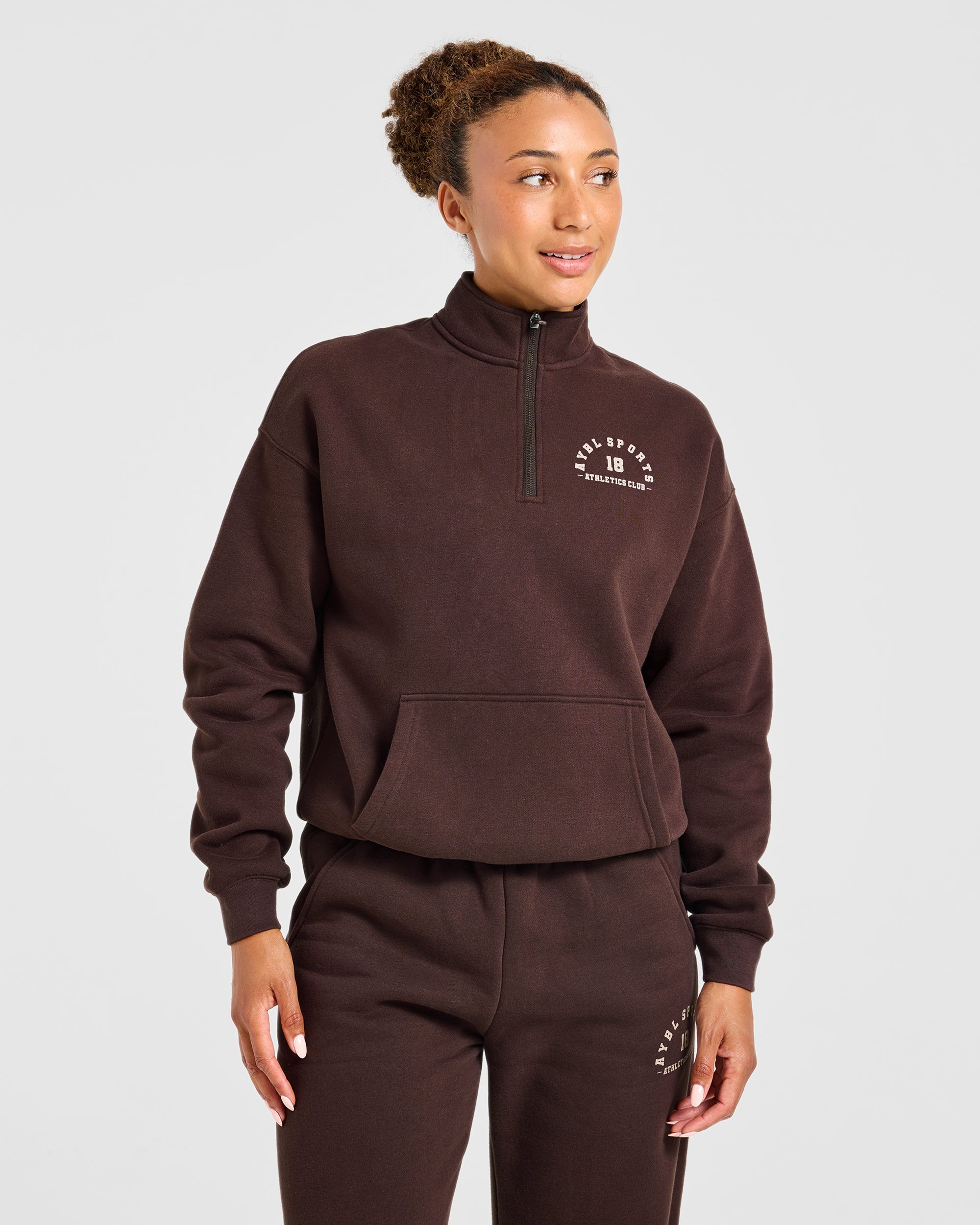 AYBL Sports 18 Oversized 1/4 Zip Pullover - Cocoa Marron