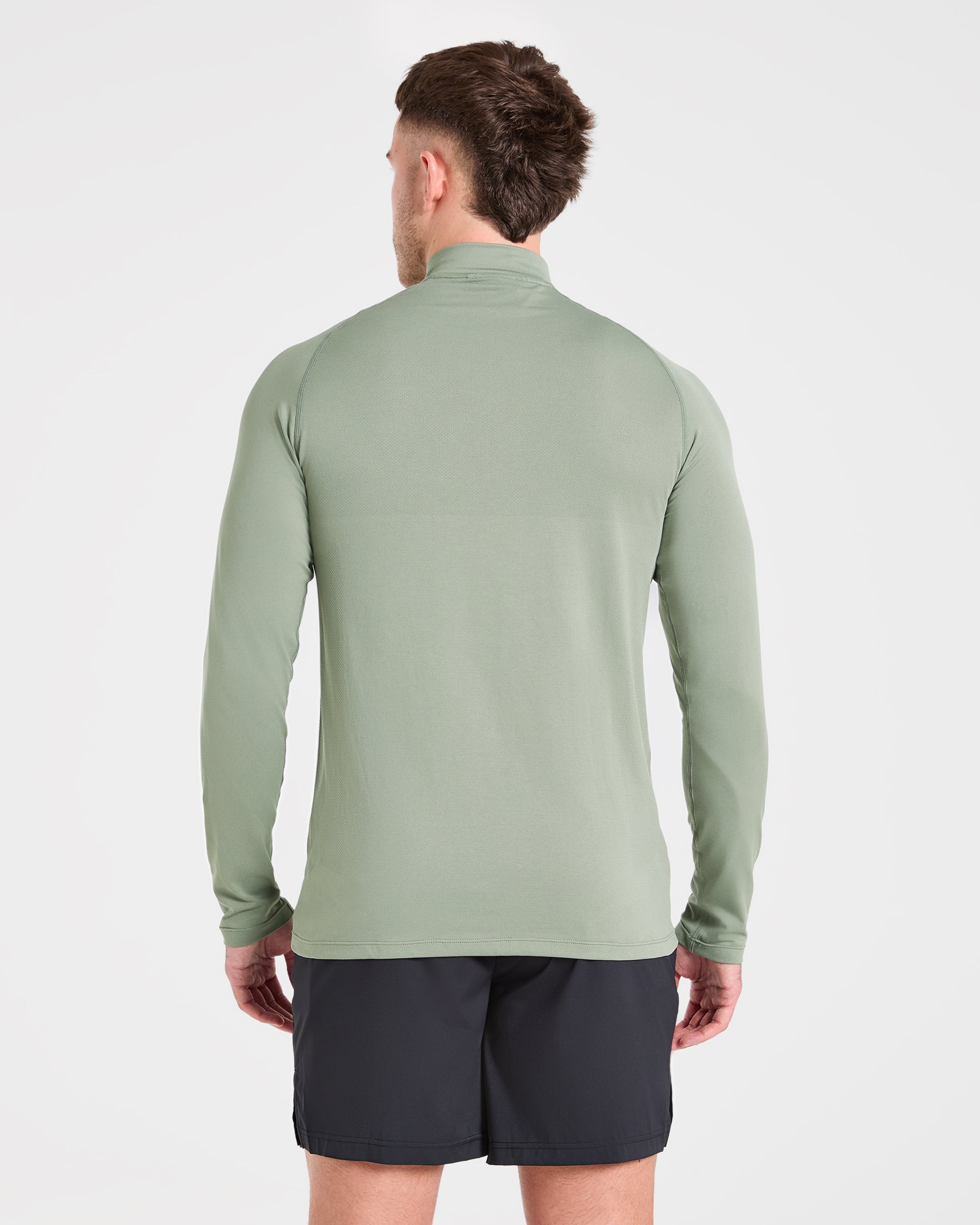 Essential Seamless 1/4 Zip Pullover  - Olive