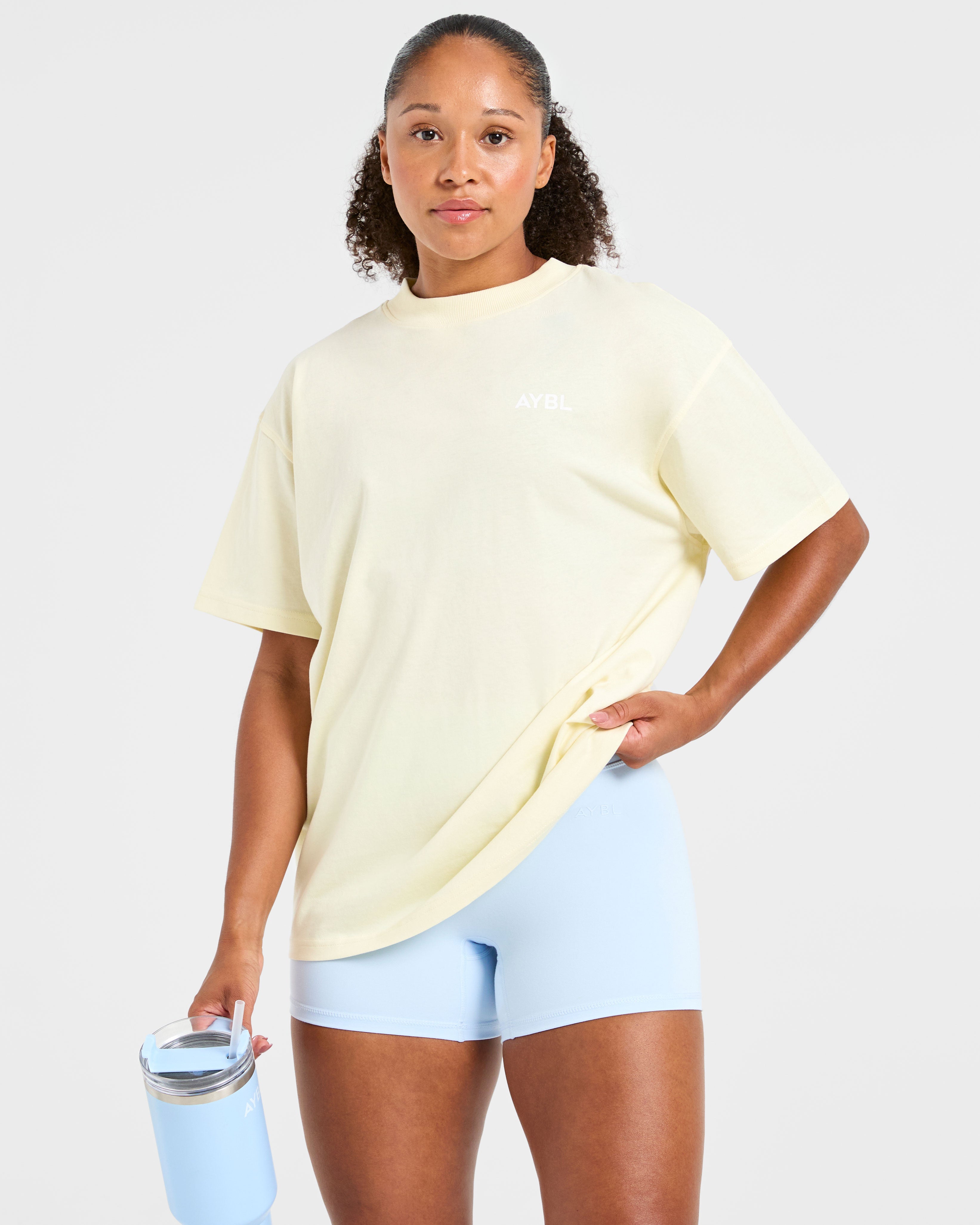 Lift Graphic Oversized T Shirt - Lemon Jaune