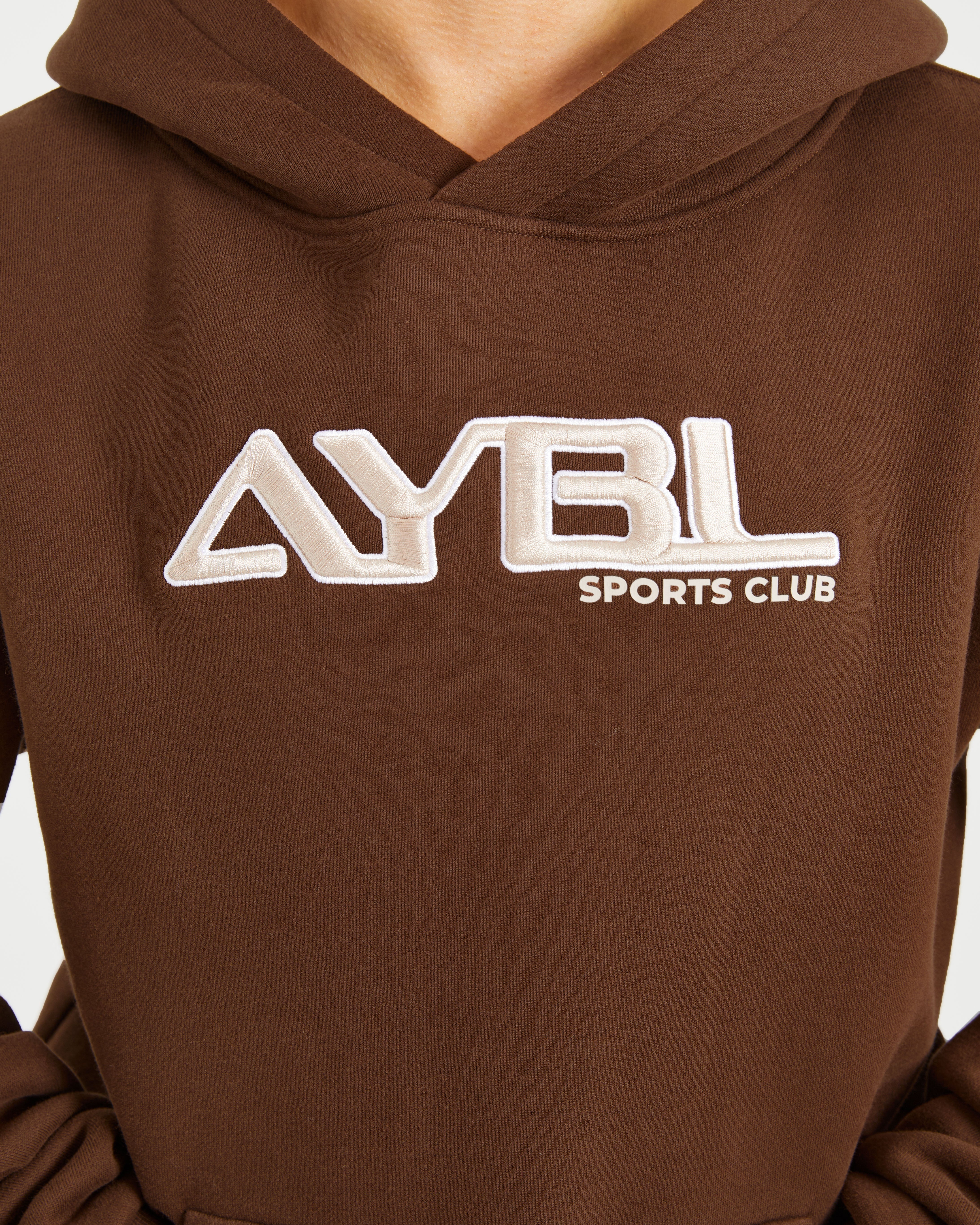 Retro Embroidered Oversized Hoodie - Brown