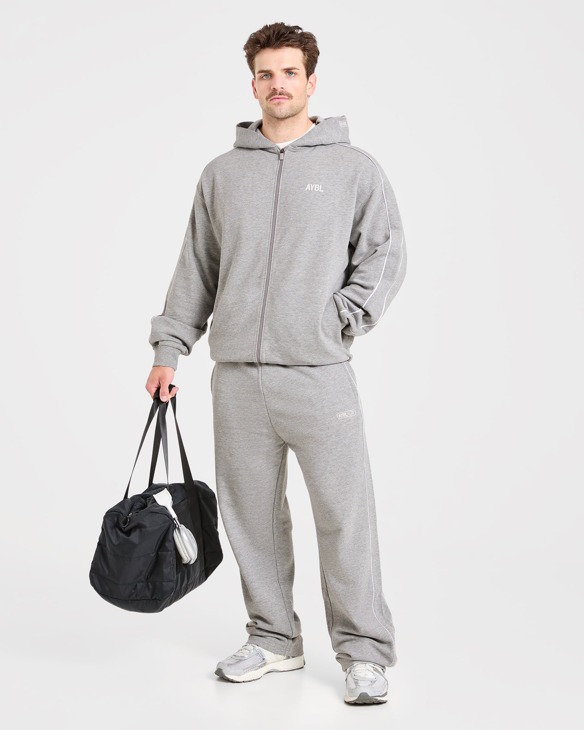 Cam Kissel x Oversized Full Zip Hoodie - Mid Marl Gris