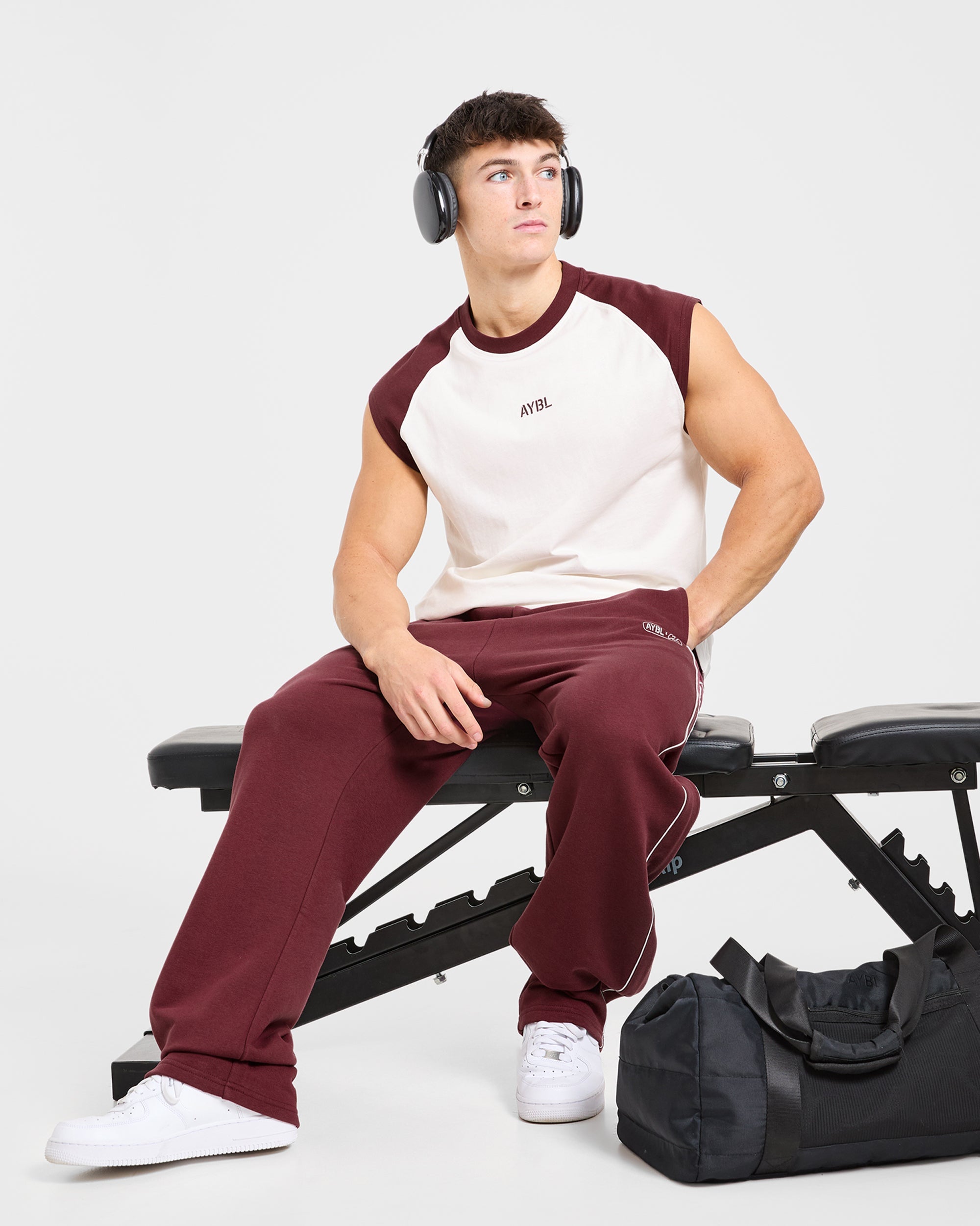 Cam Kissel x Contrast Oversized Tank - Off Blanc/Burgundy