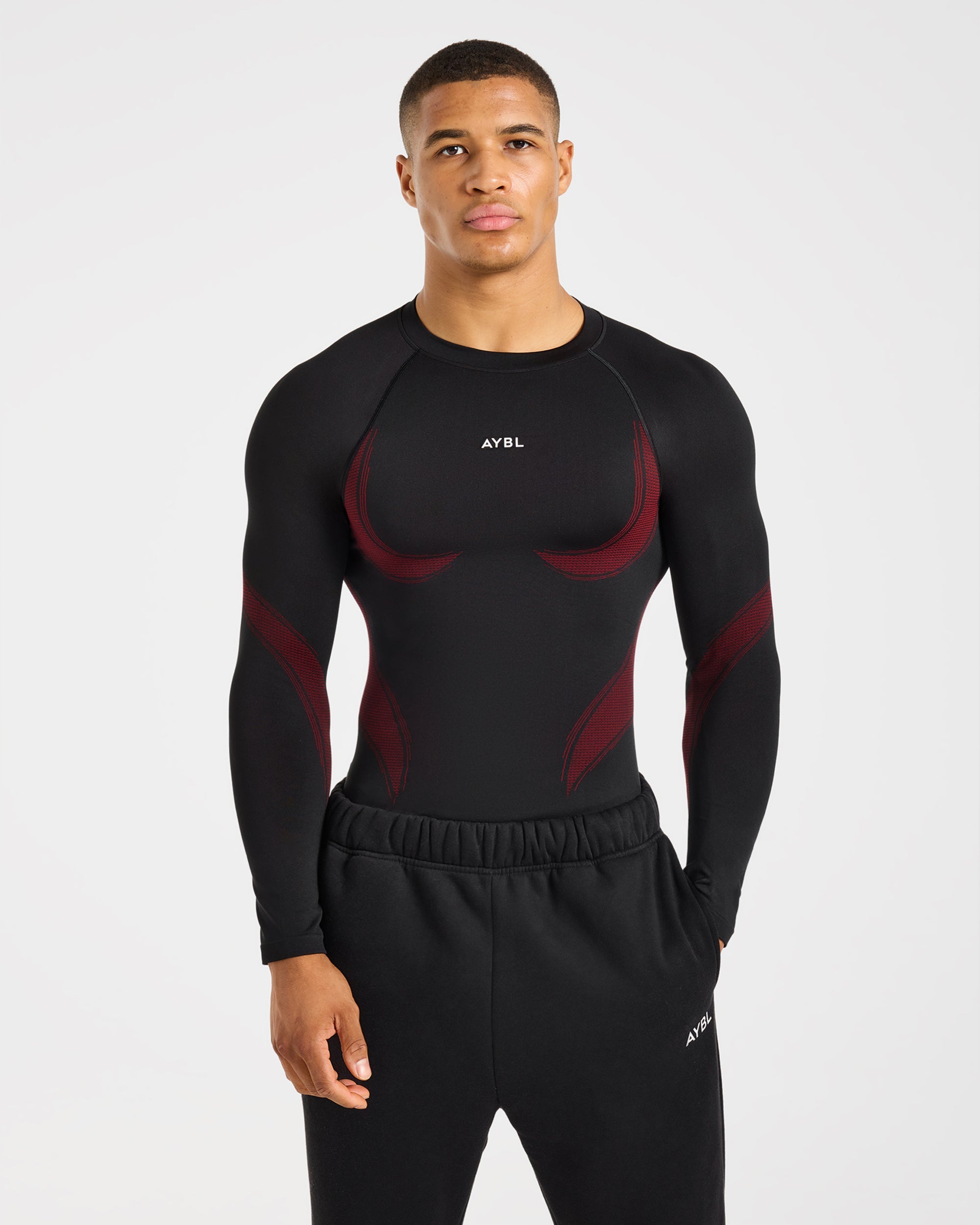 Charge Seamless Long Sleeve T Shirt - Noir/Rouge