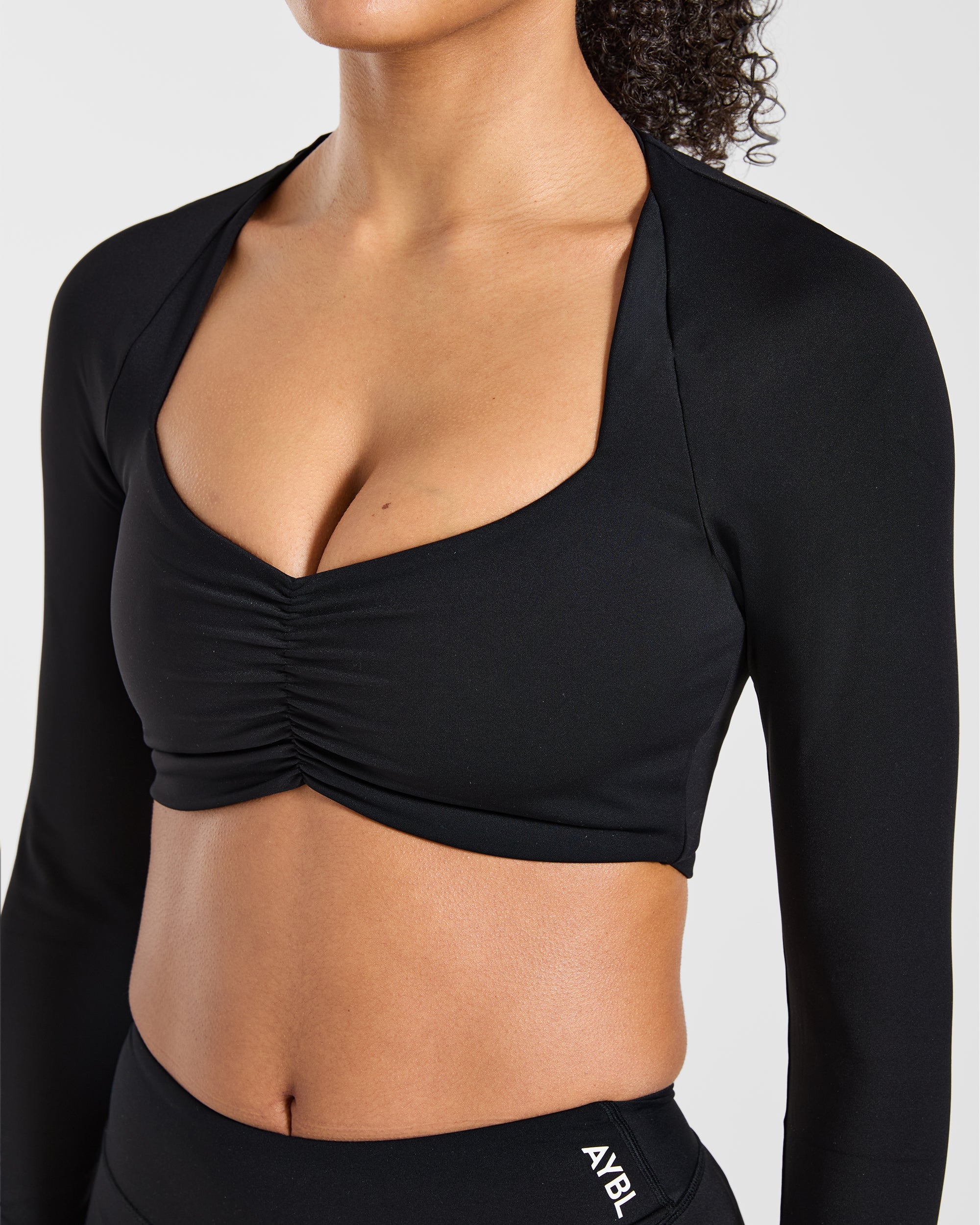 Physique Long Sleeve Crop Top - Noir
