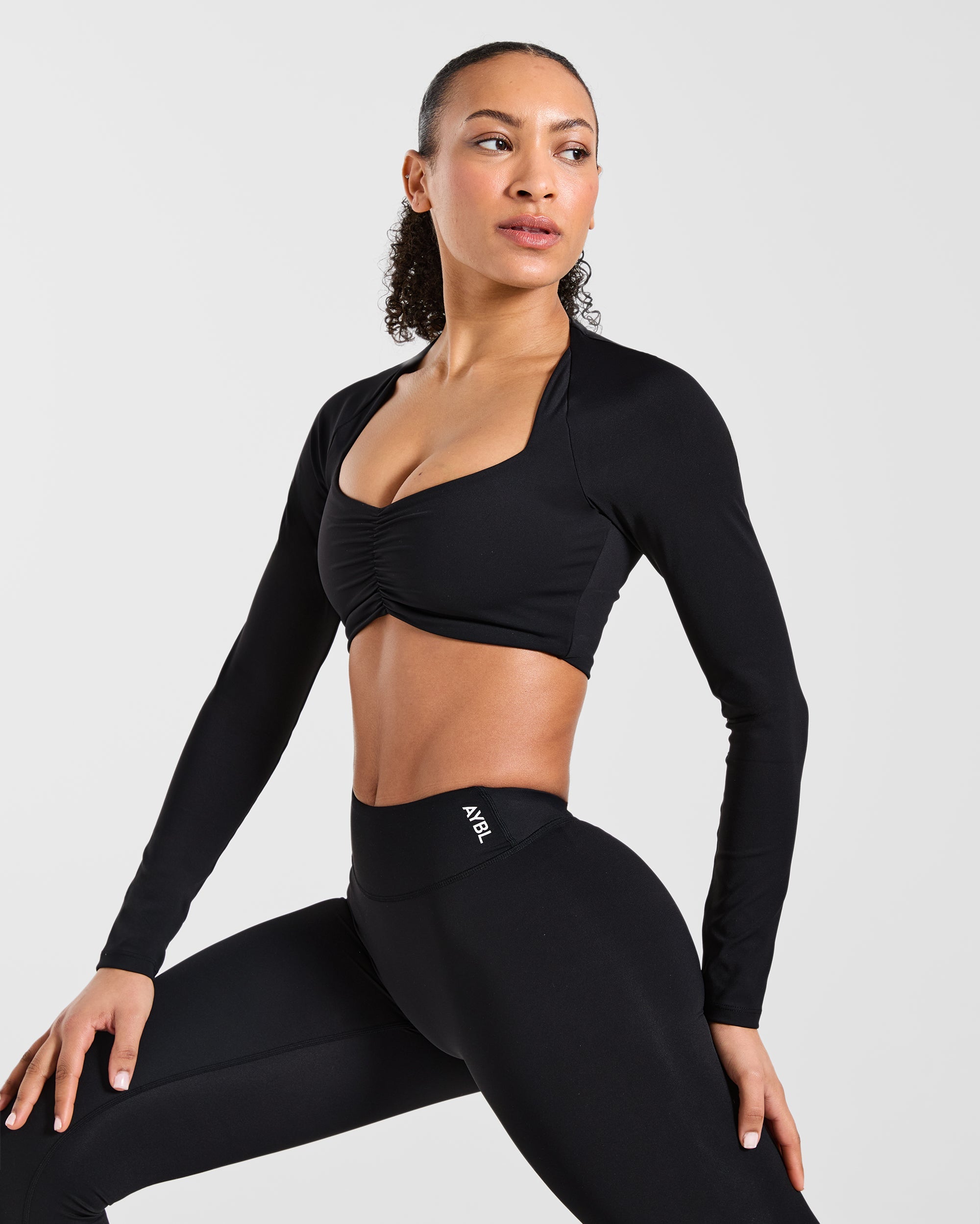 Physique Long Sleeve Crop Top - Noir