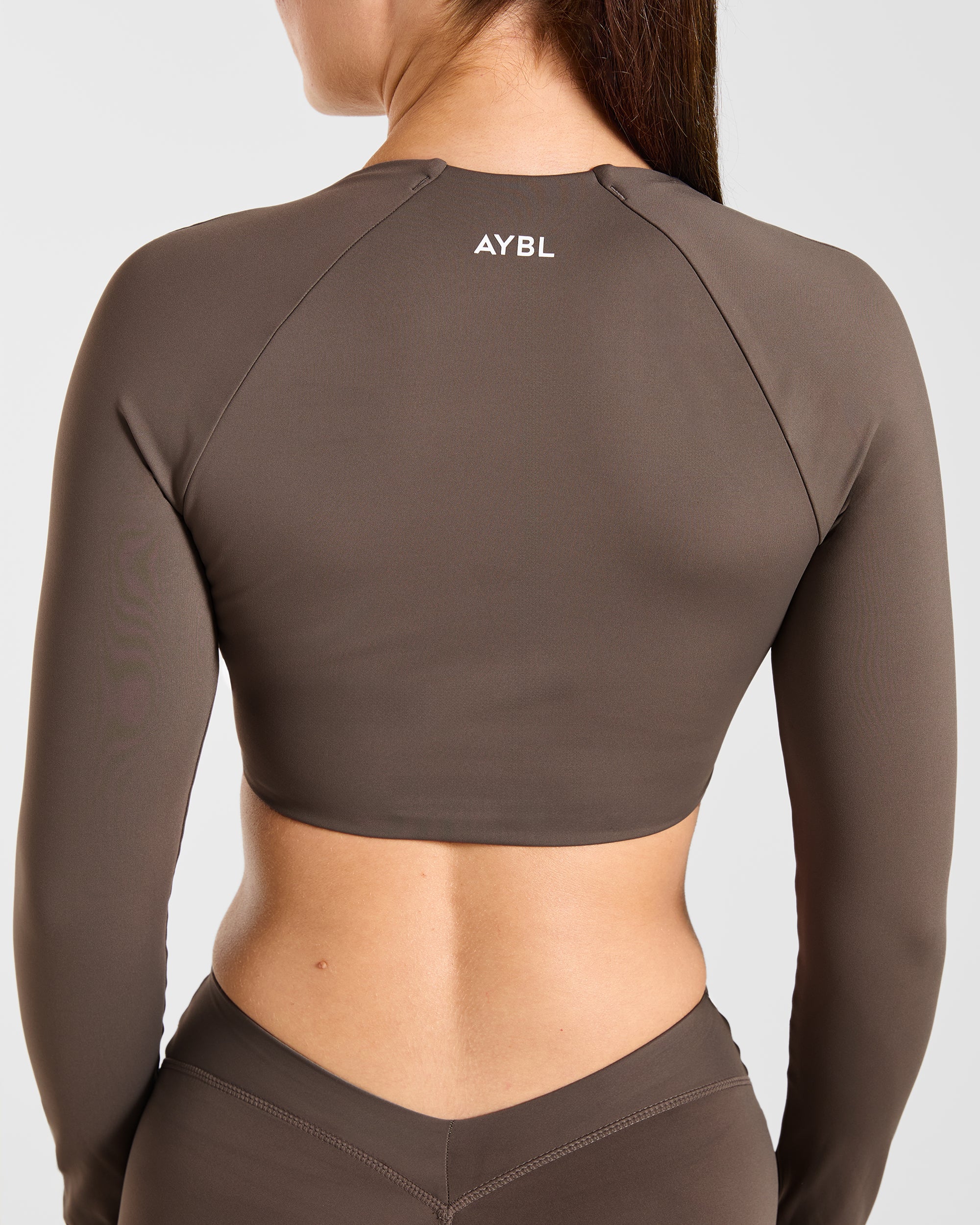 Physique Long Sleeve Crop Top - Marron