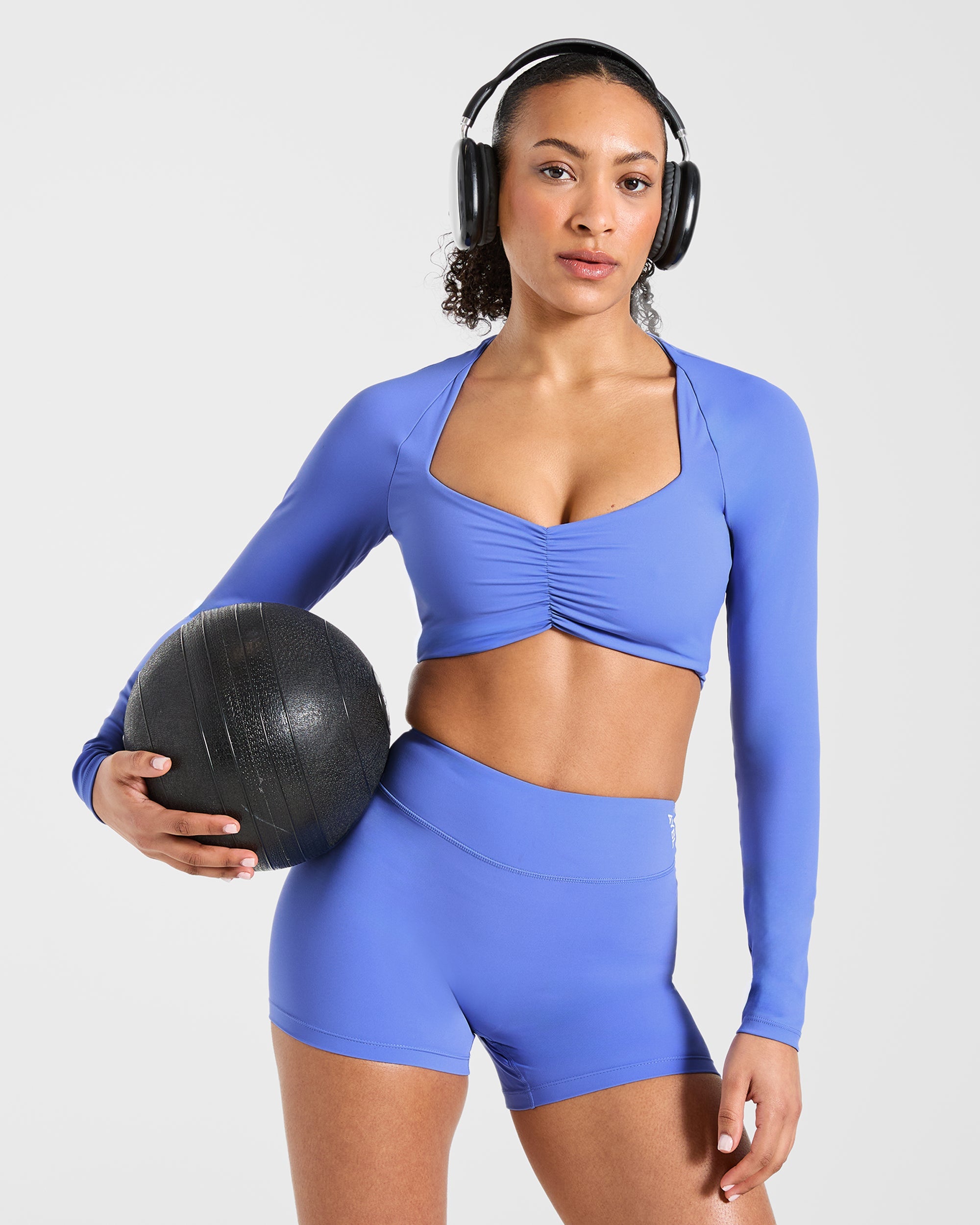 Physique Long Sleeve Crop Top - Cornflower Violet