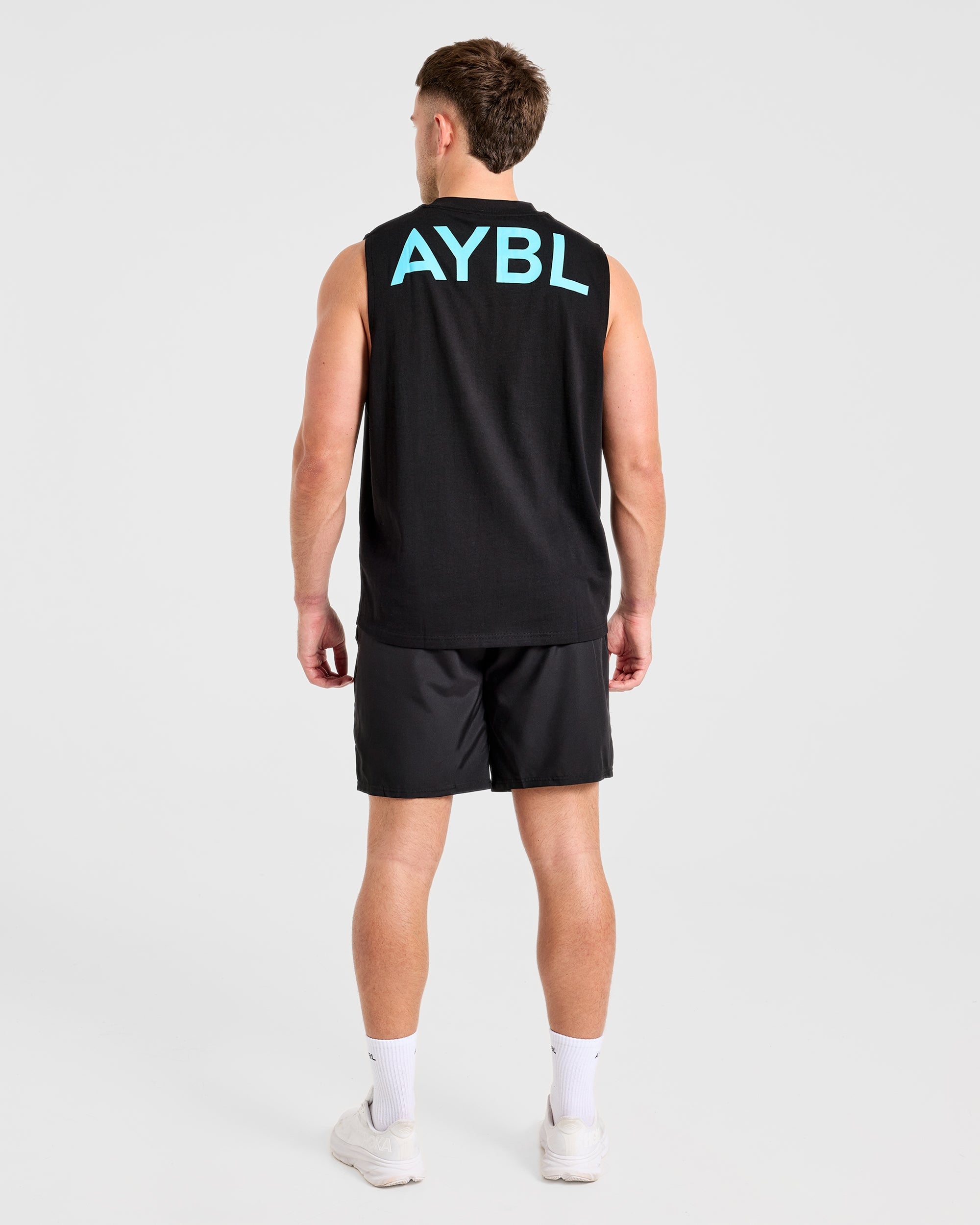 Essential Oversized Graphic Tank - Noir/Aqua