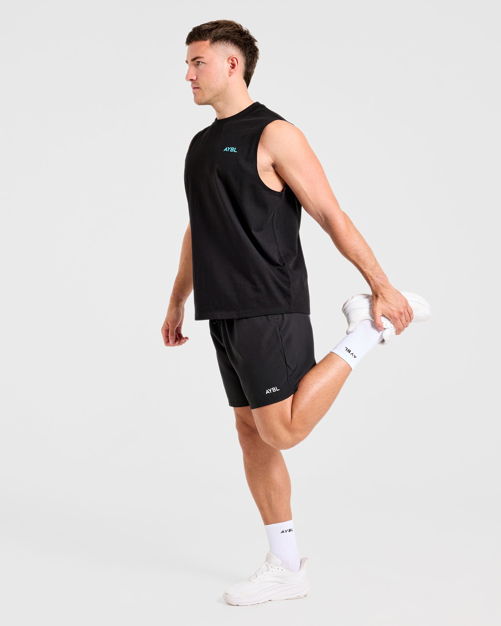 Essential Oversized Graphic Tank - Noir/Aqua