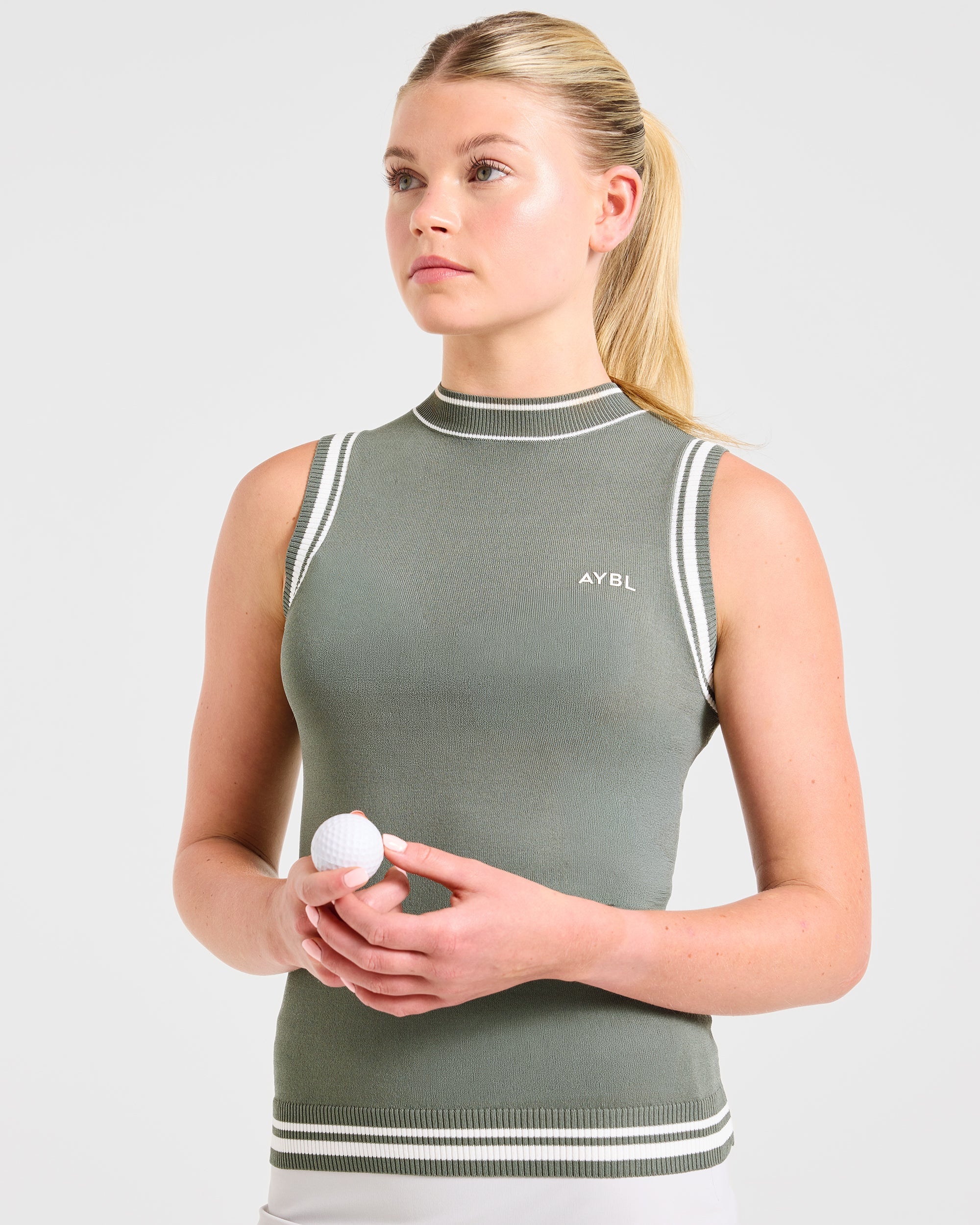 Classic Knitted High Neck Vest - Hillside Vert