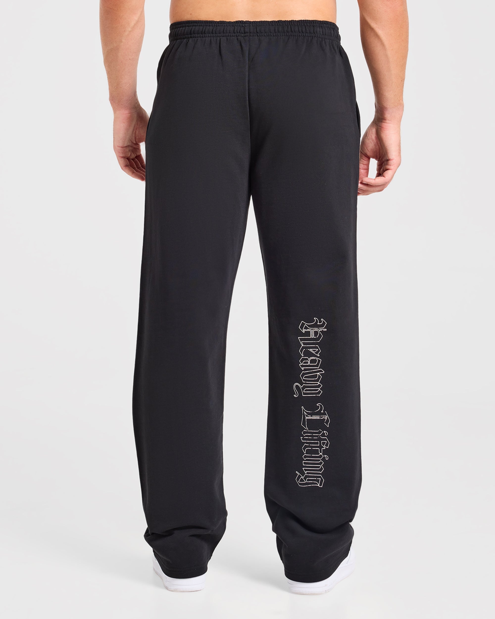 Heavy Lifting Gothic Oversized Straight Leg Joggers - Noir/Blanc