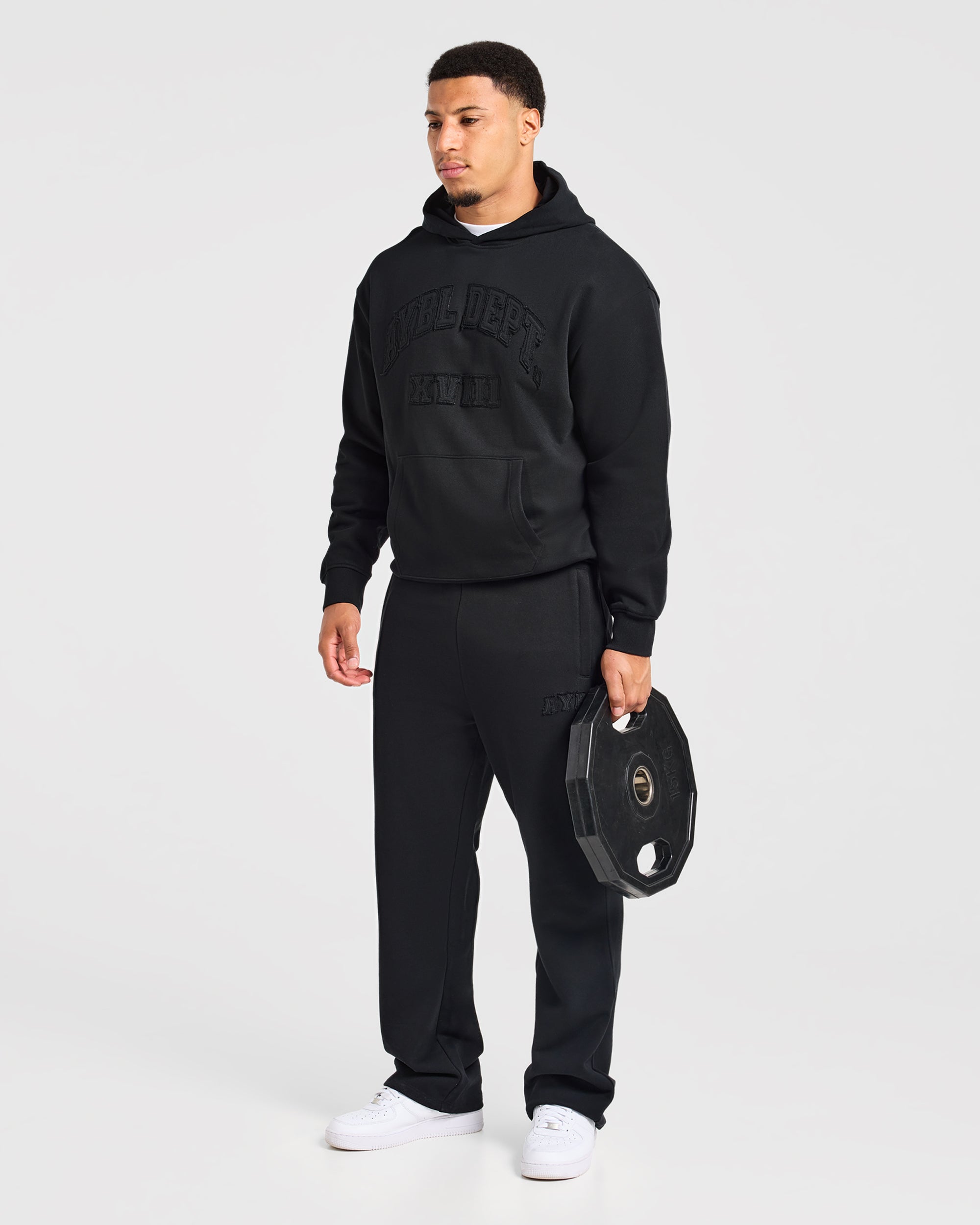 Effortless Oversized Straight Leg Joggers - Noir