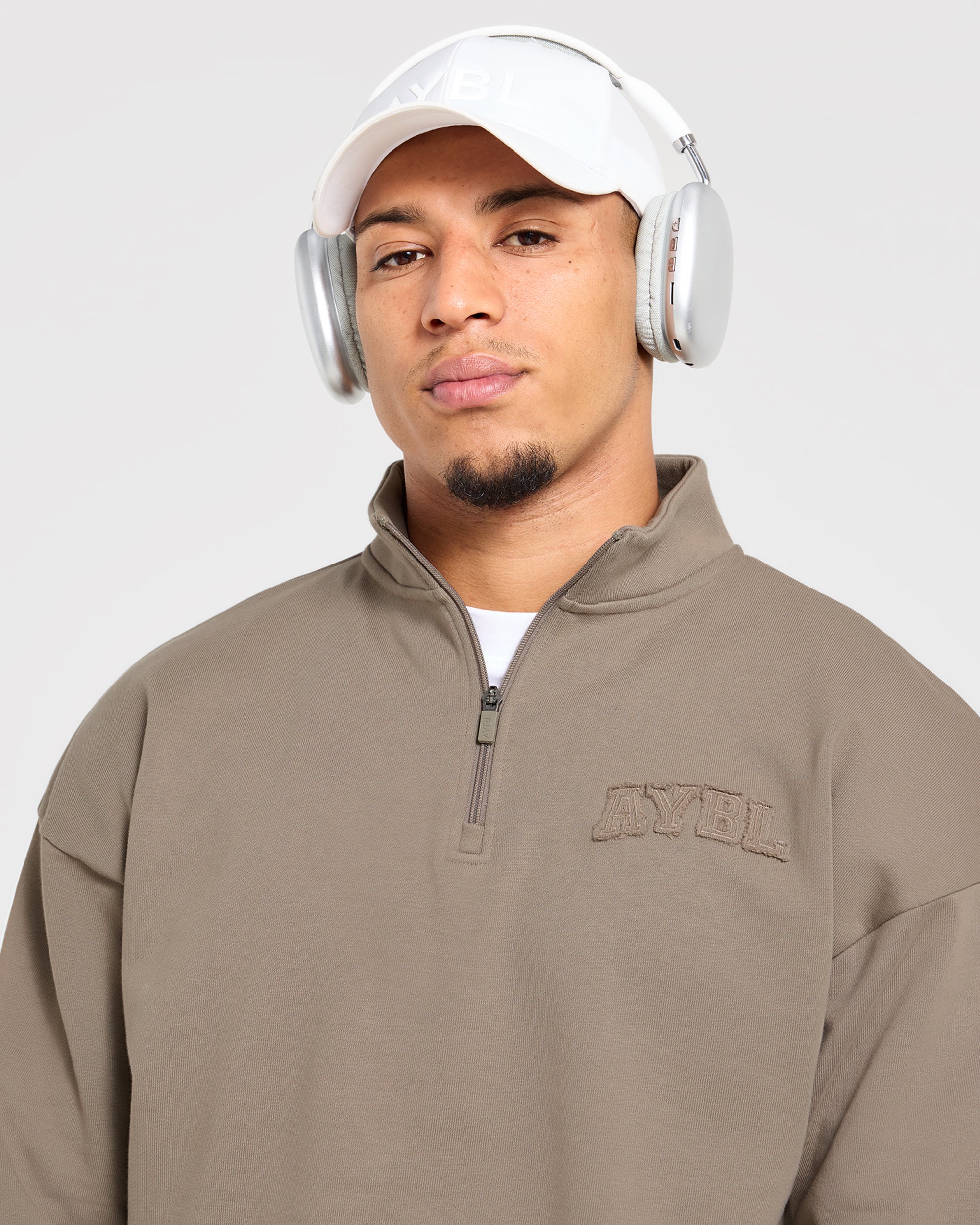 Effortless Oversized 1/4 Zip Pullover - Deep Ecru