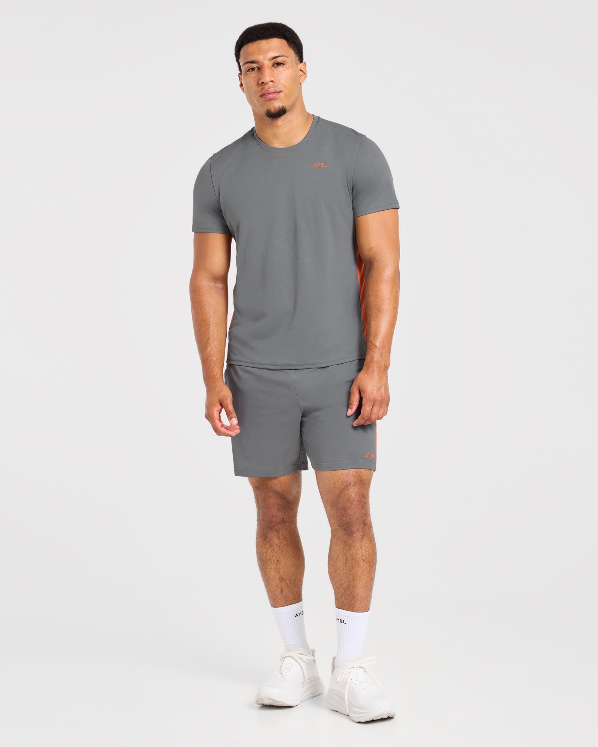 Active T Shirt - Charcoal/Orange