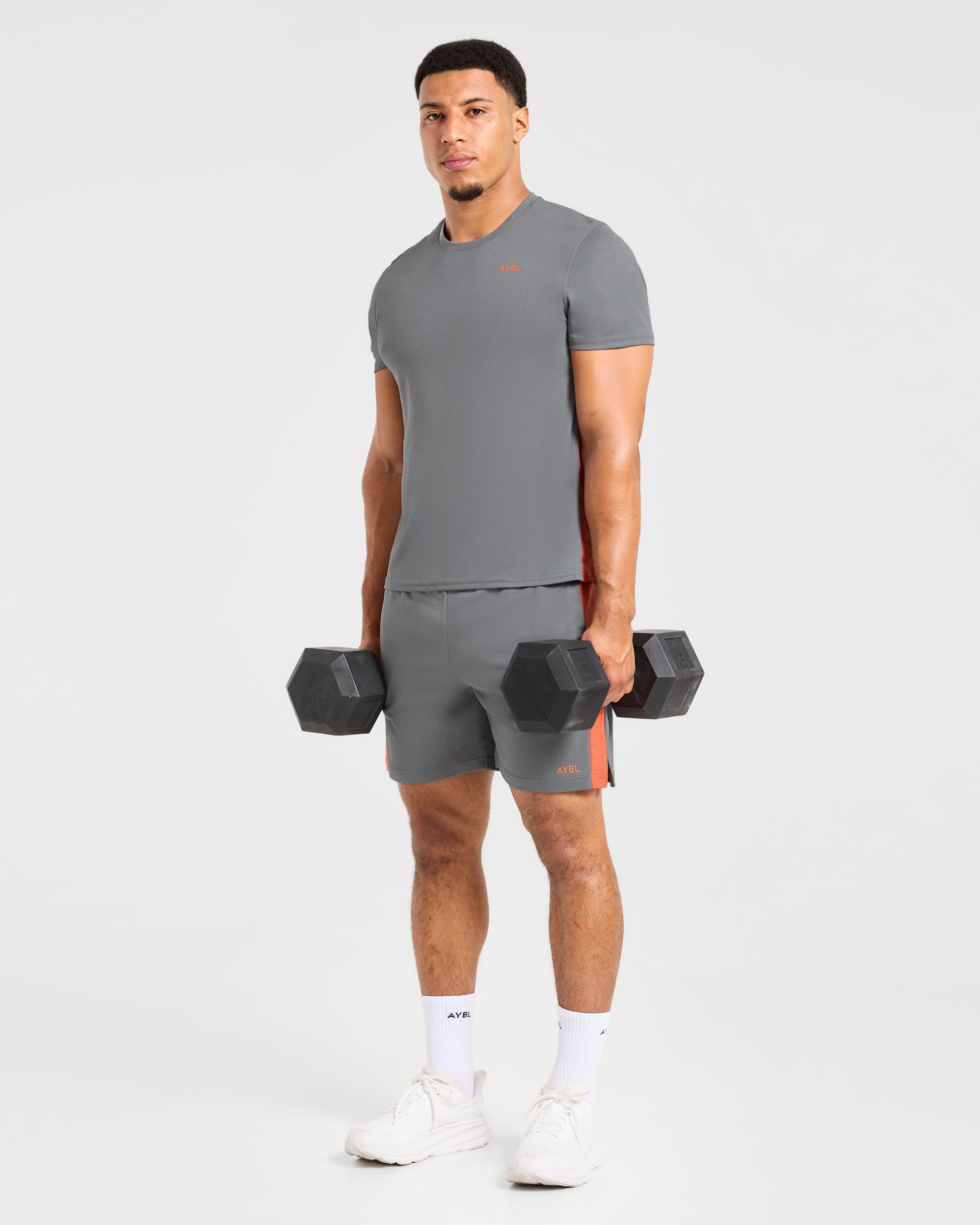 Active Shorts - Charcoal/Orange