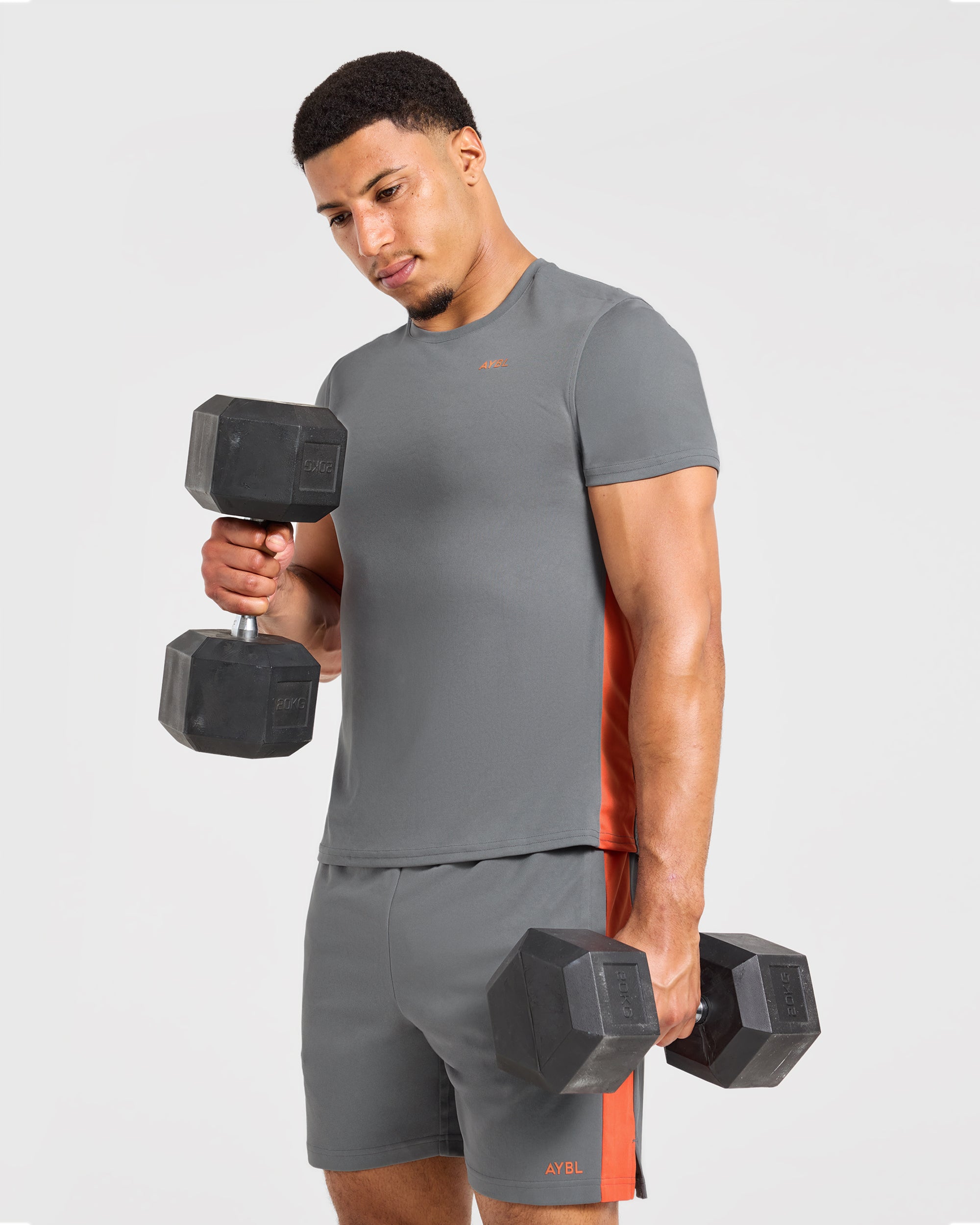 Active Shorts - Charcoal/Orange