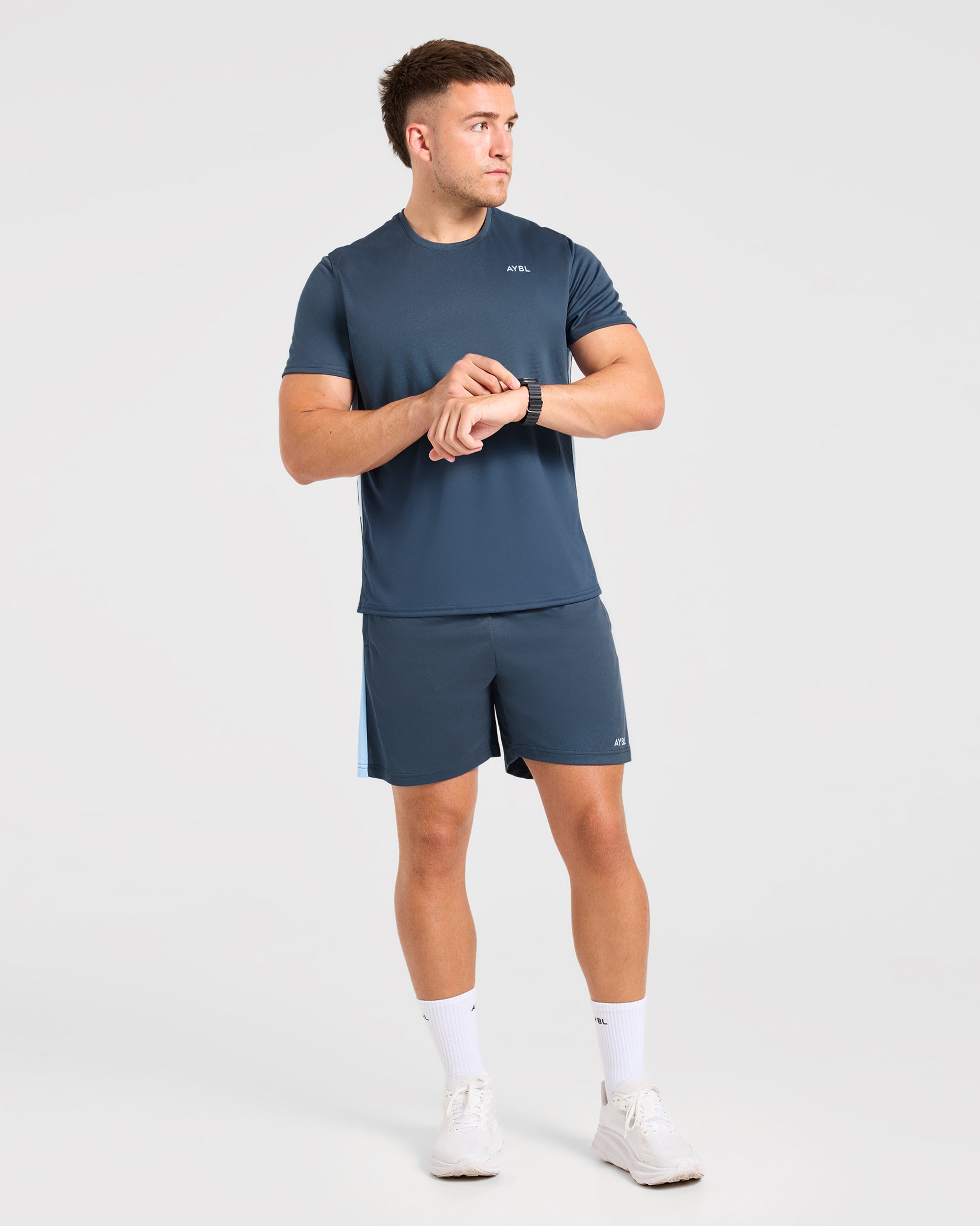 Active T Shirt - Muted Navy/Light Bleu