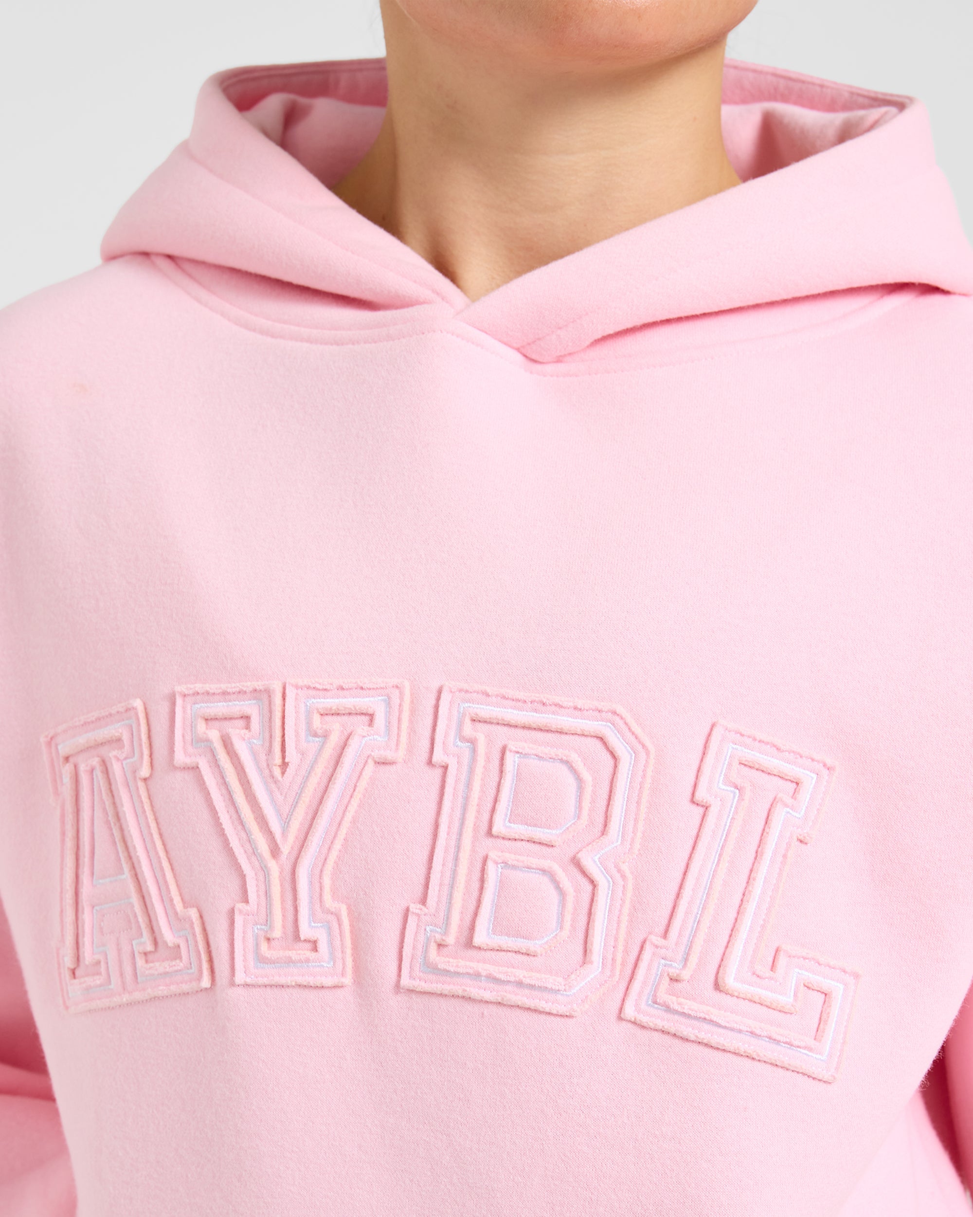 Varsity Applique Oversized Hoodie - Baby Rose