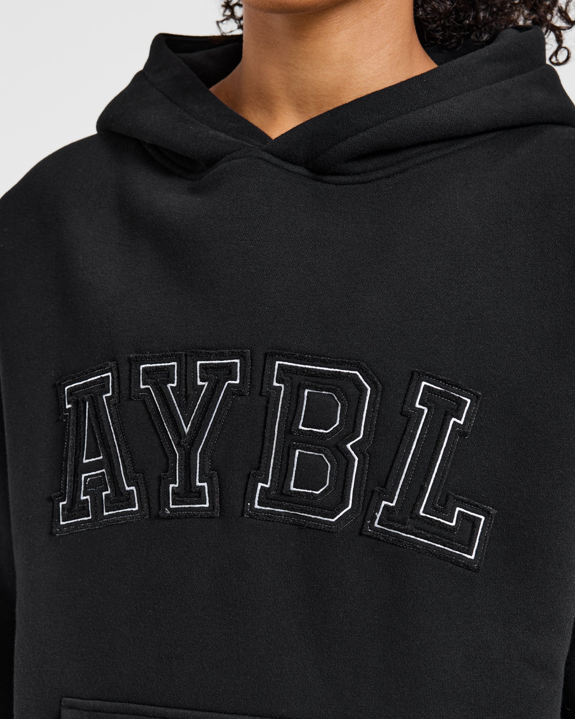 Varsity Applique Oversized Hoodie - Noir