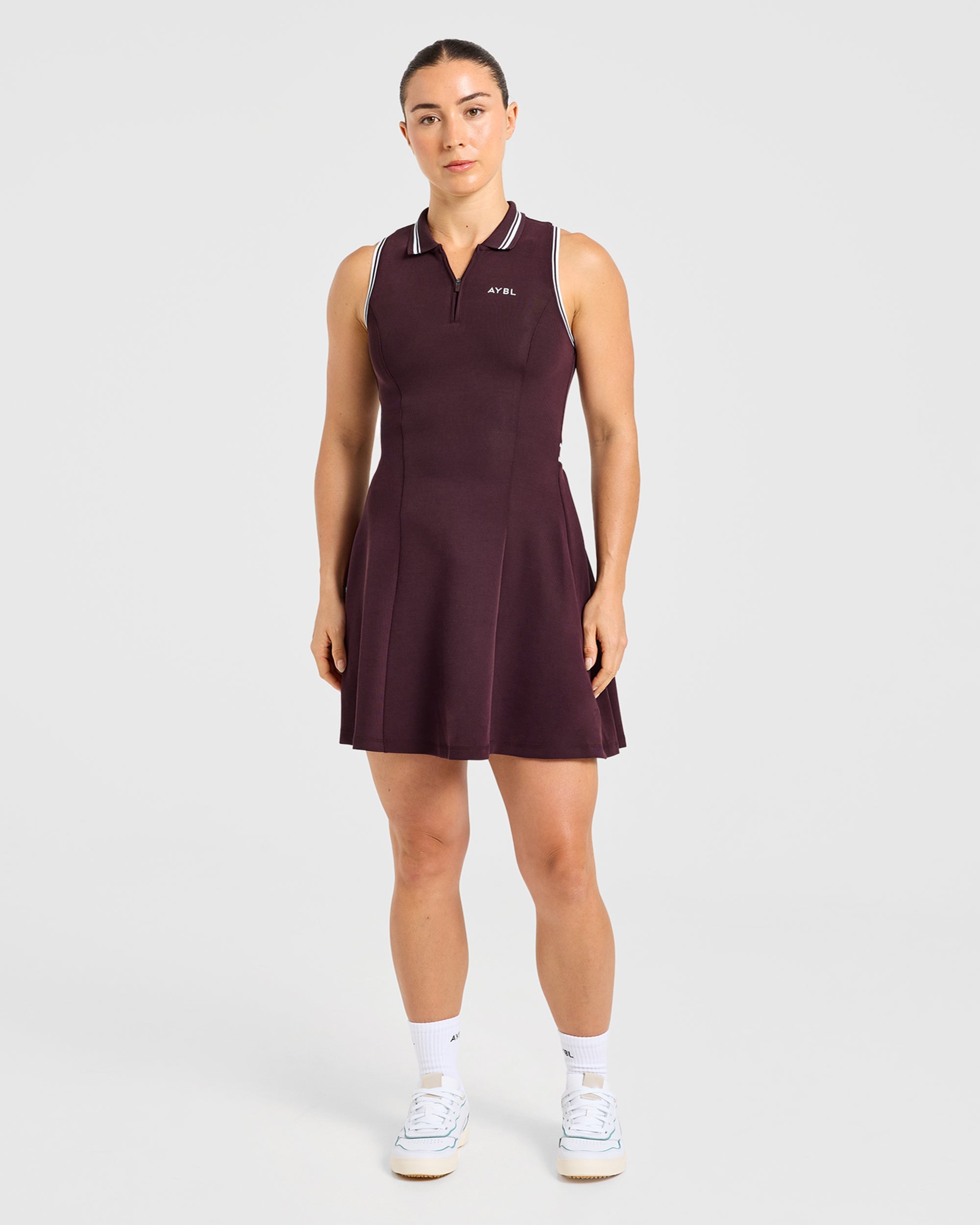 Classic Pleated Dress - Burgundy
