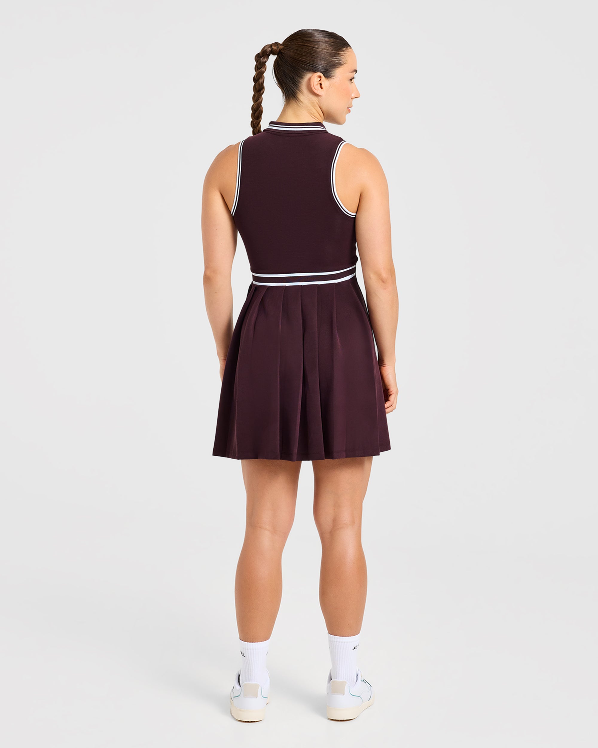 Classic Pleated Dress - Burgundy