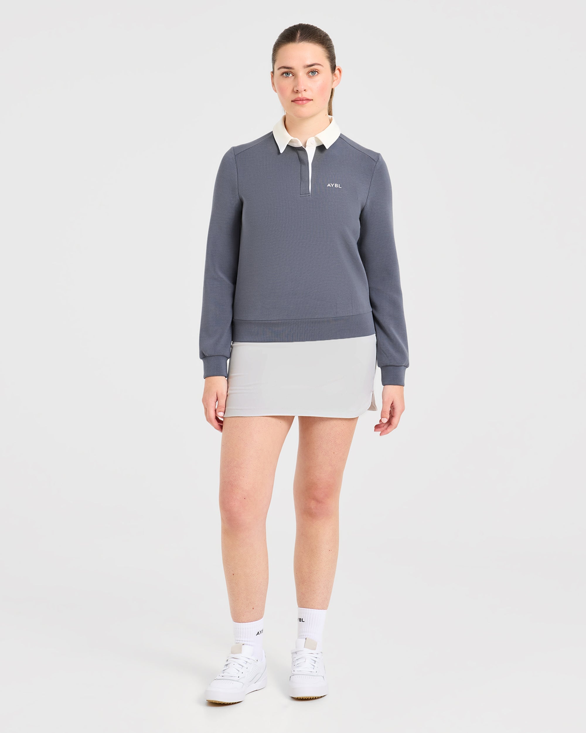 Signature Long Sleeve Polo - Steel Bleu