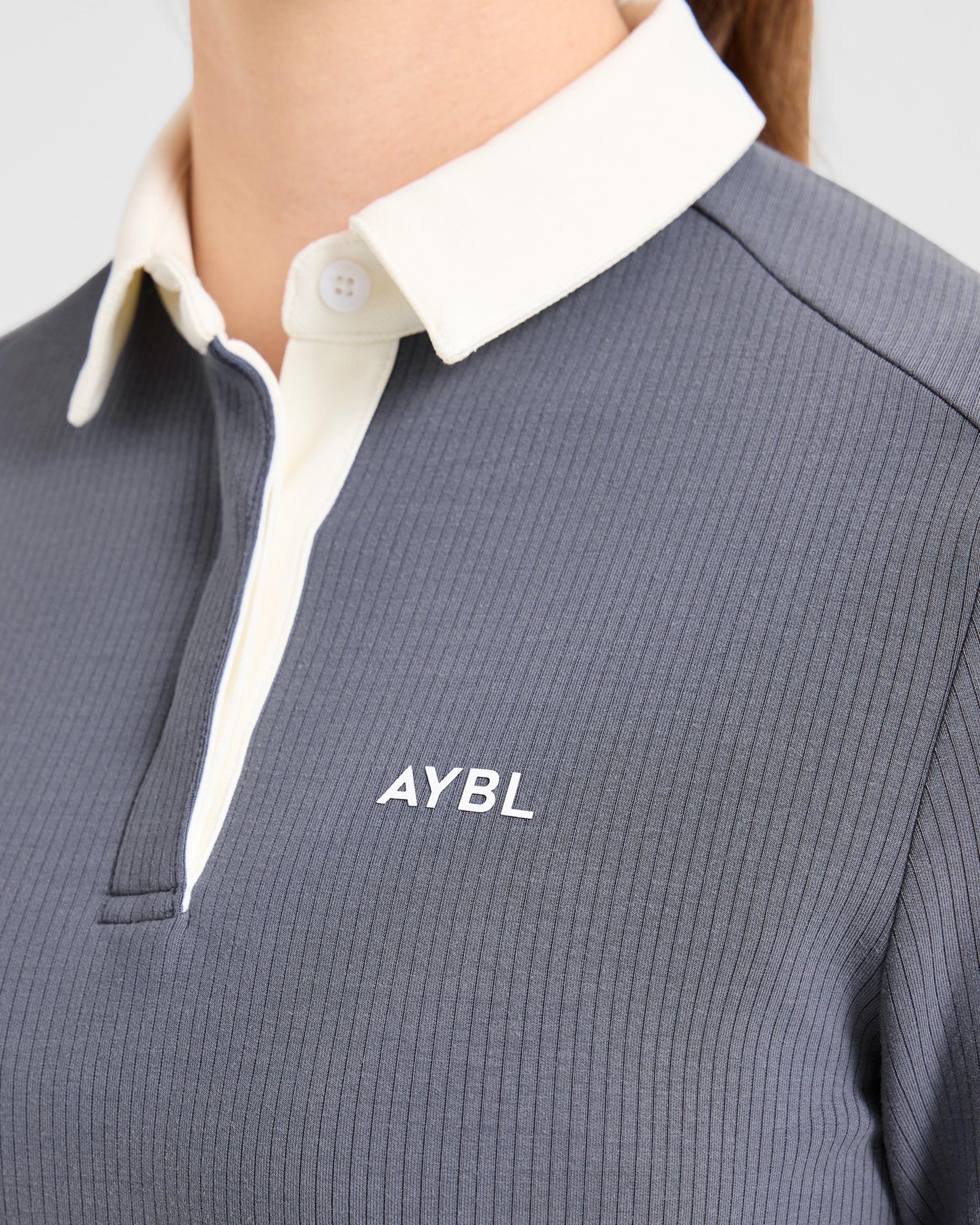 Signature Long Sleeve Polo - Steel Bleu