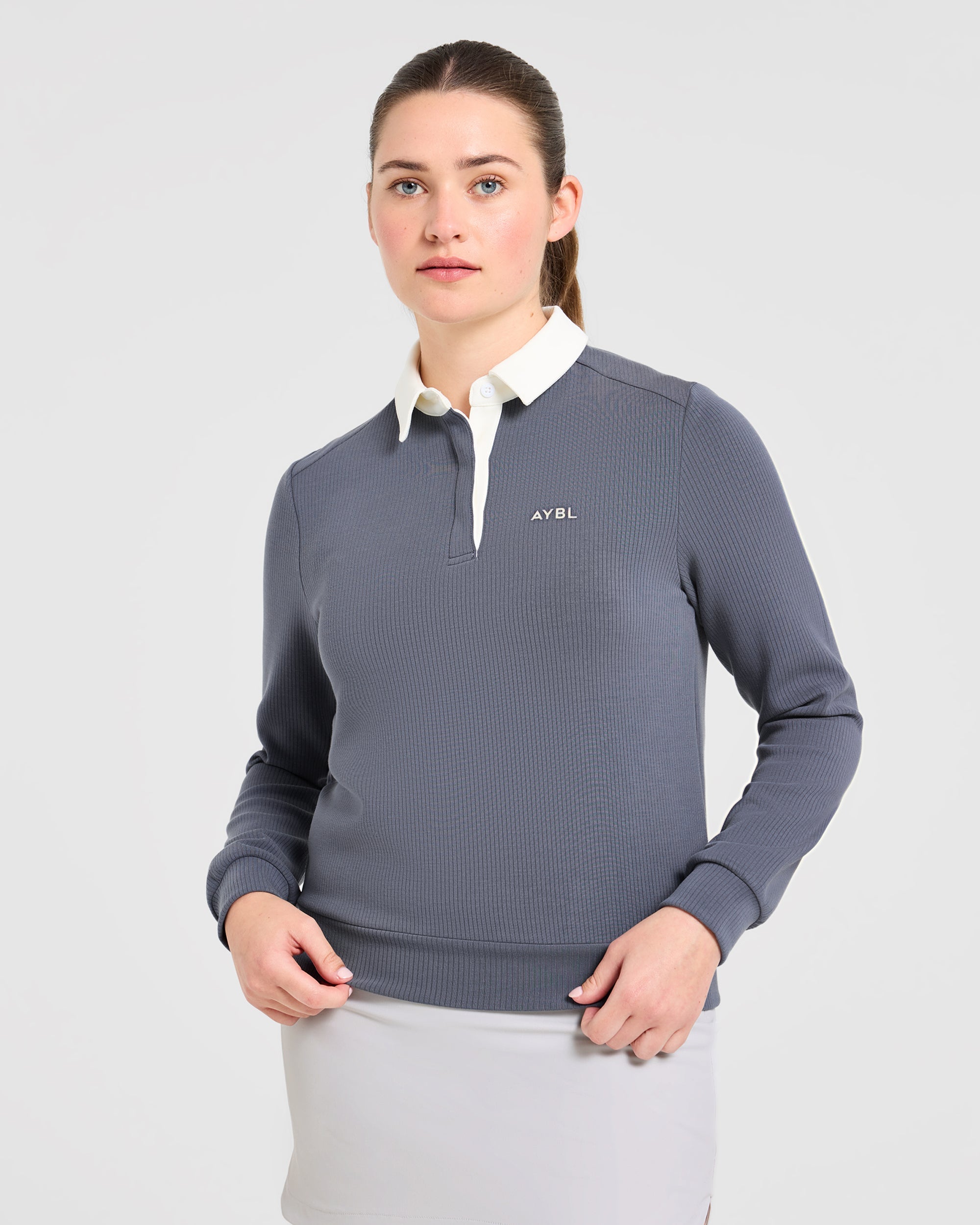 Signature Long Sleeve Polo - Steel Bleu