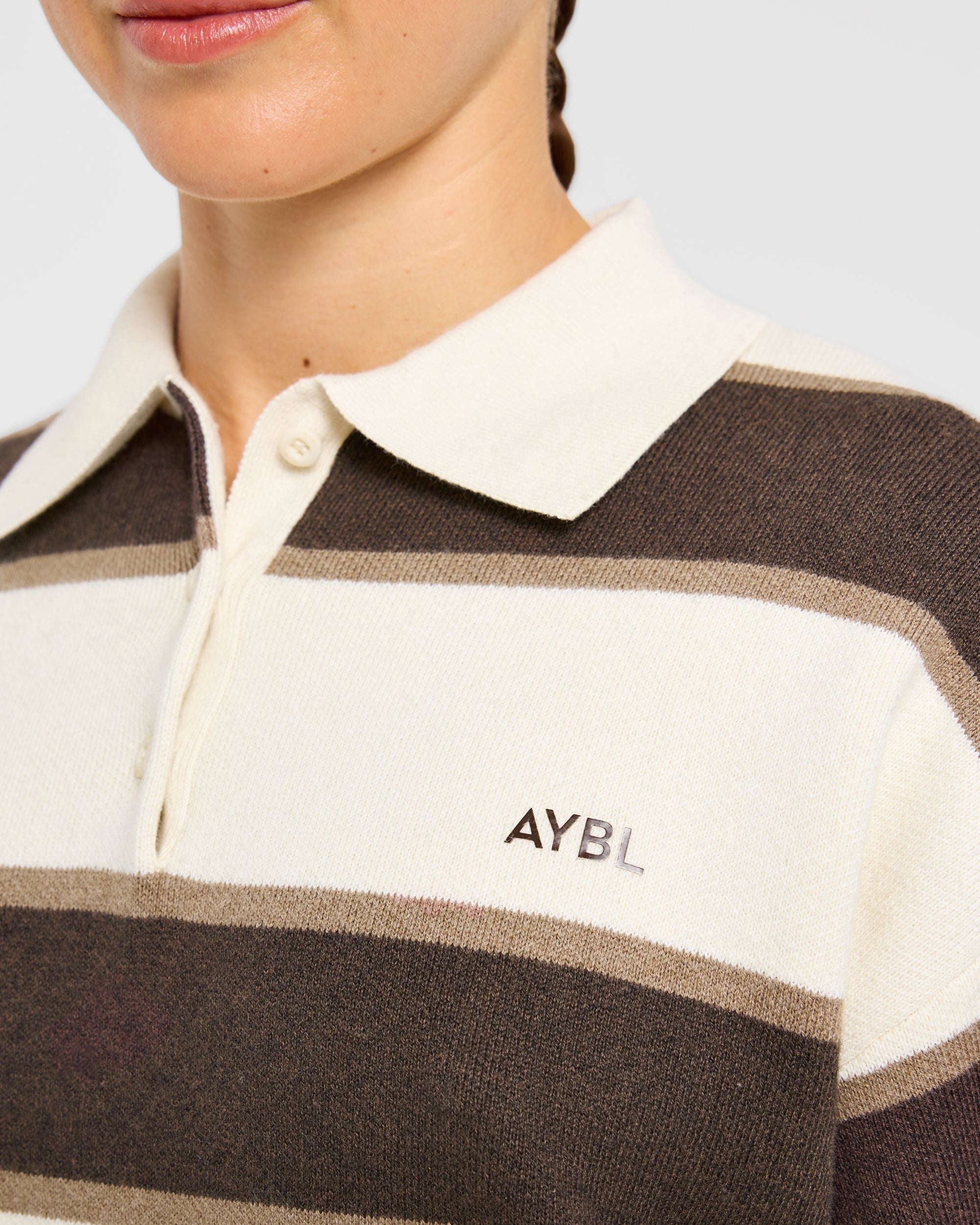 Signature Relaxed Knitted Polo - Beige/Marron