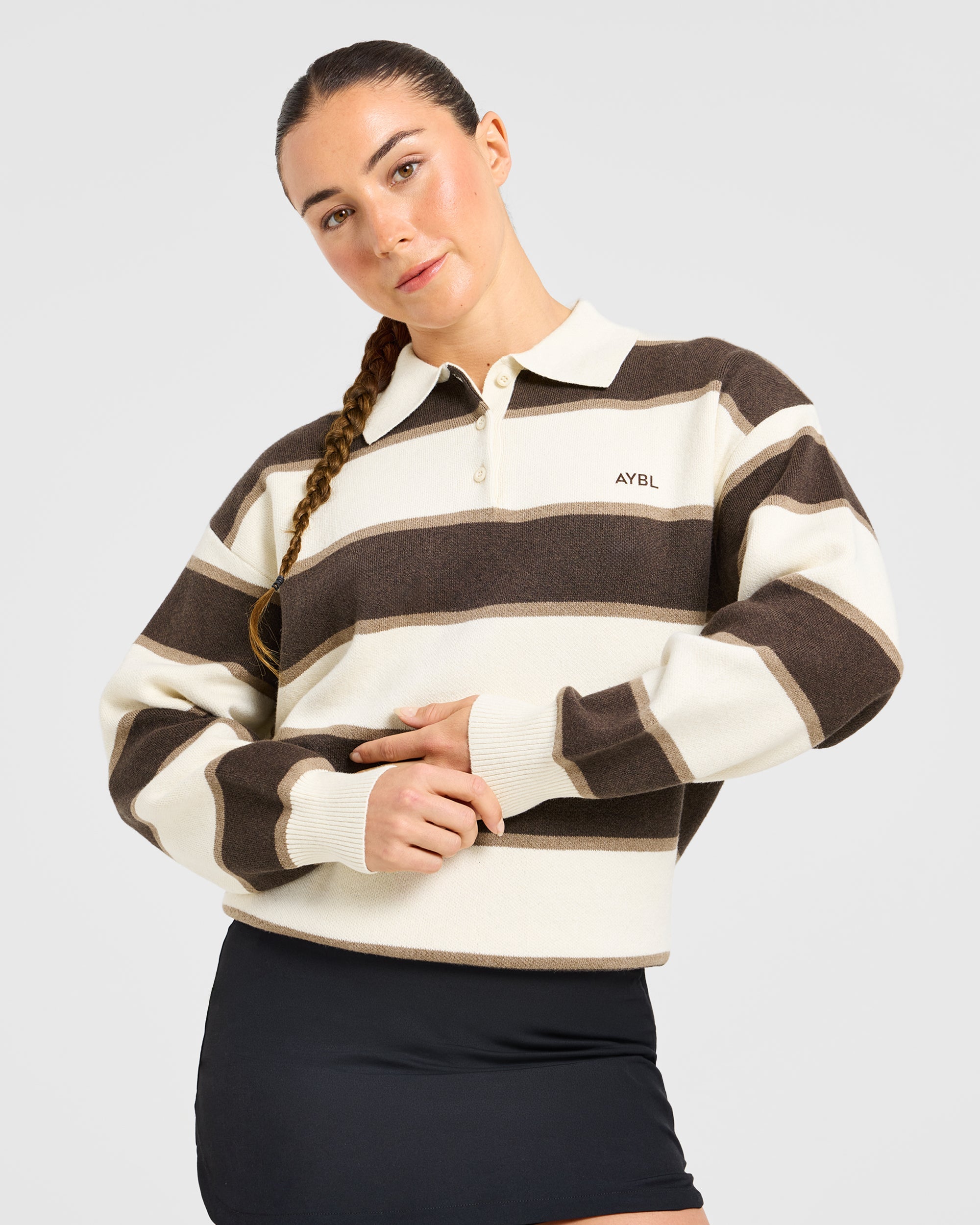 Signature Relaxed Knitted Polo - Beige/Marron