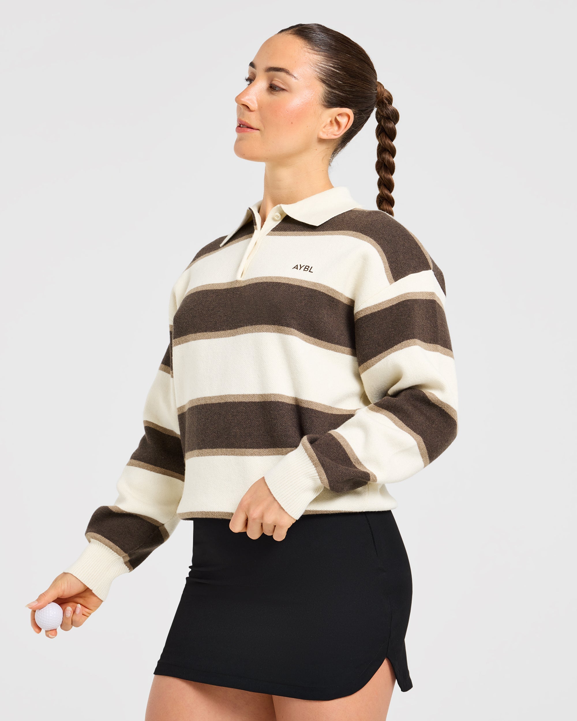 Signature Relaxed Knitted Polo - Beige/Marron