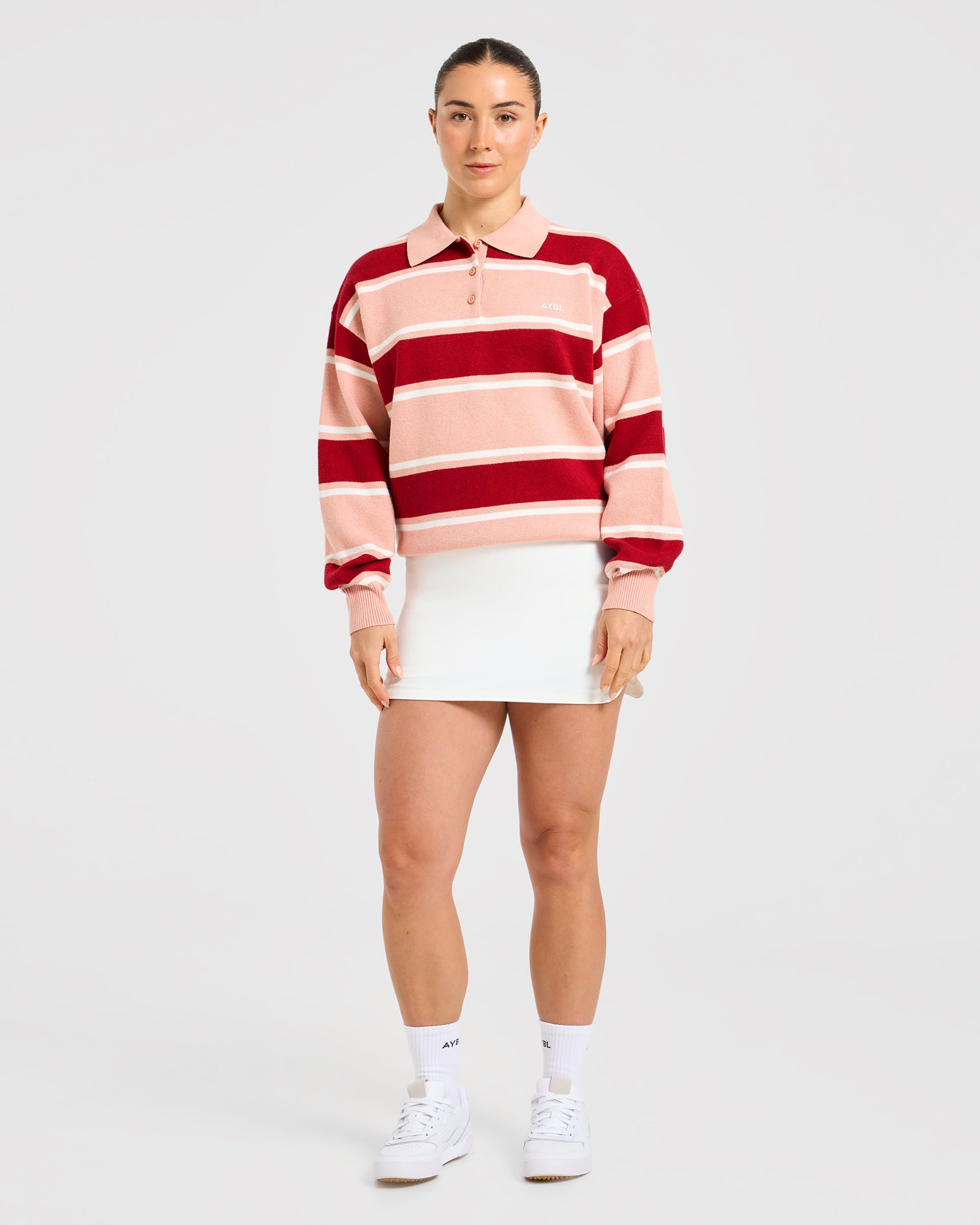 Signature Relaxed Knitted Polo - Burgundy/Rose