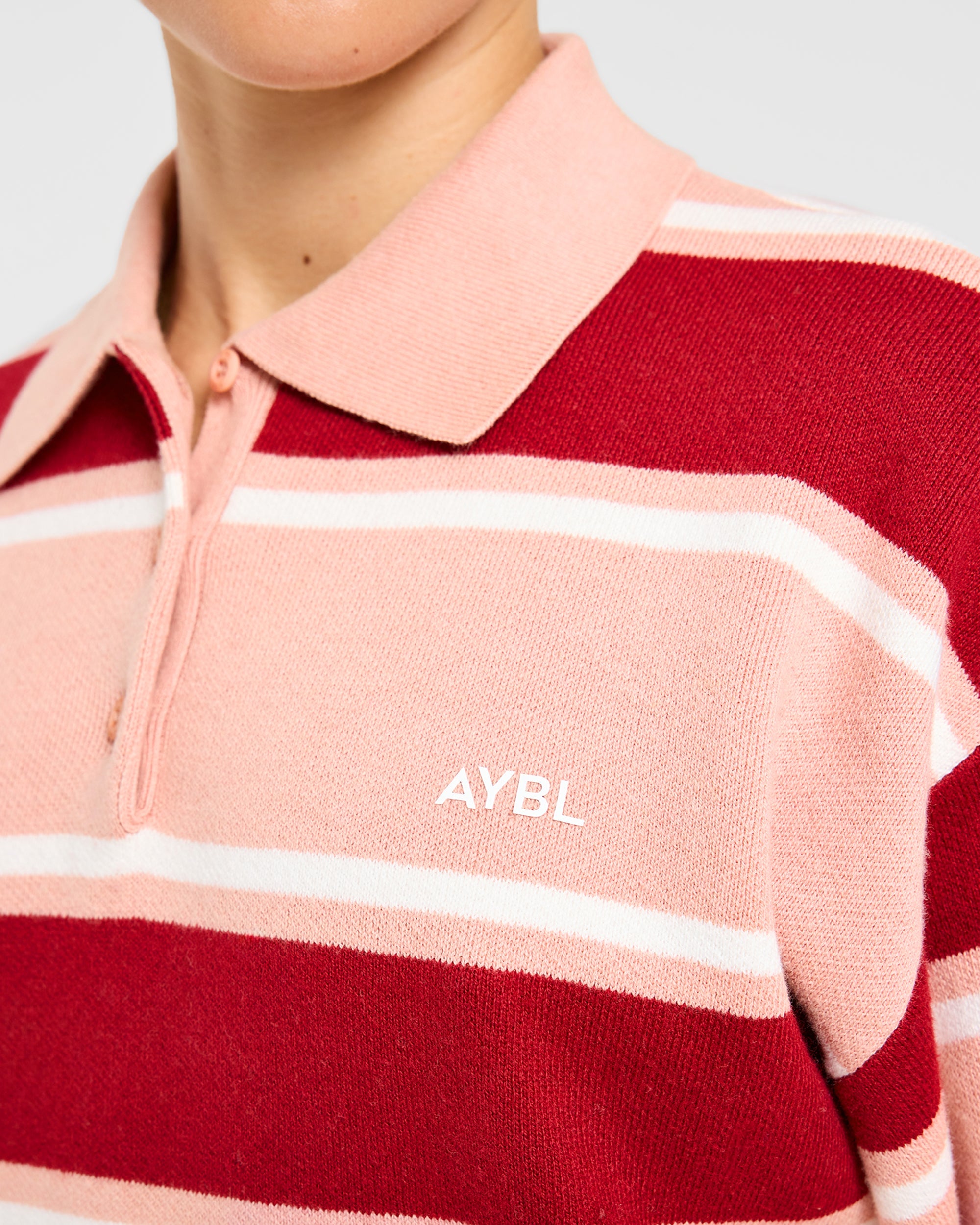 Signature Relaxed Knitted Polo - Burgundy/Rose
