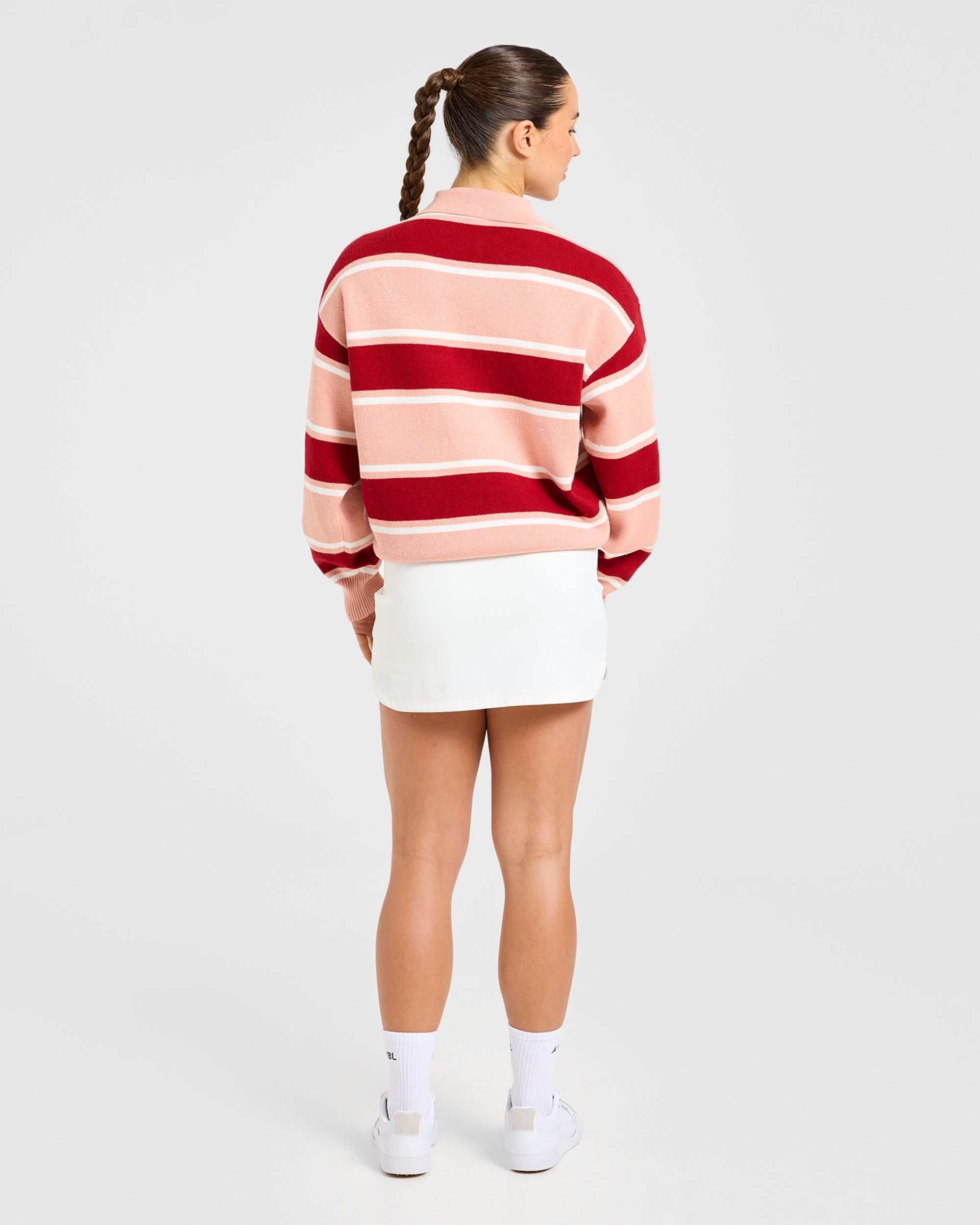Signature Relaxed Knitted Polo - Burgundy/Rose