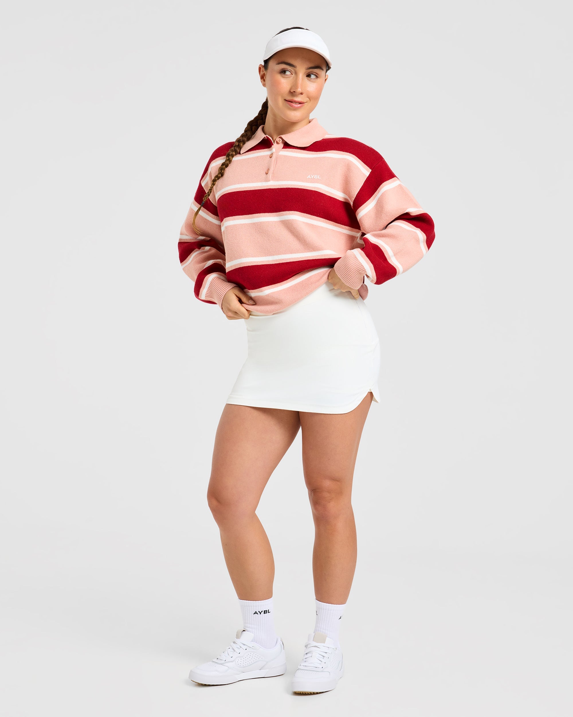 Signature Relaxed Knitted Polo - Burgundy/Rose